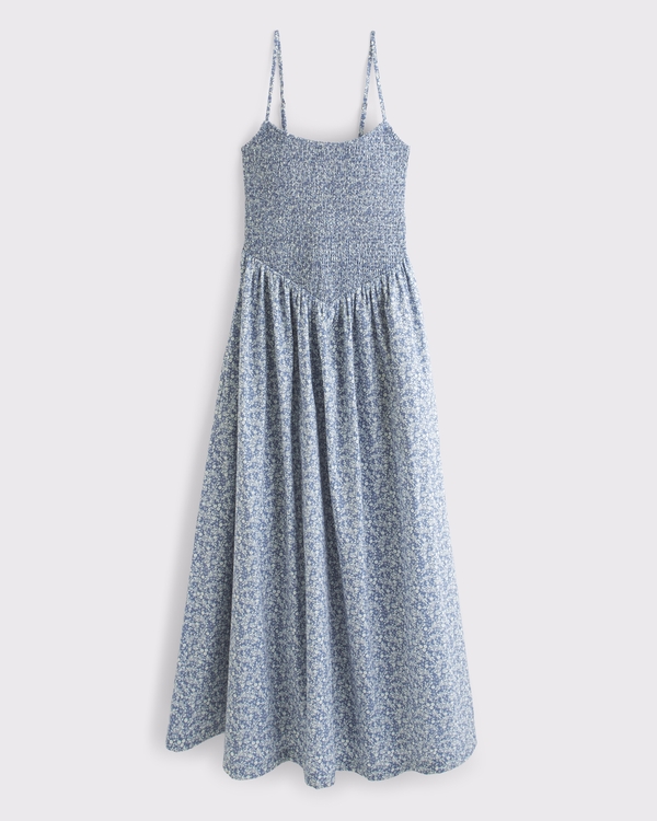 Sydney Smocked Dipped-Waist Midi Dress