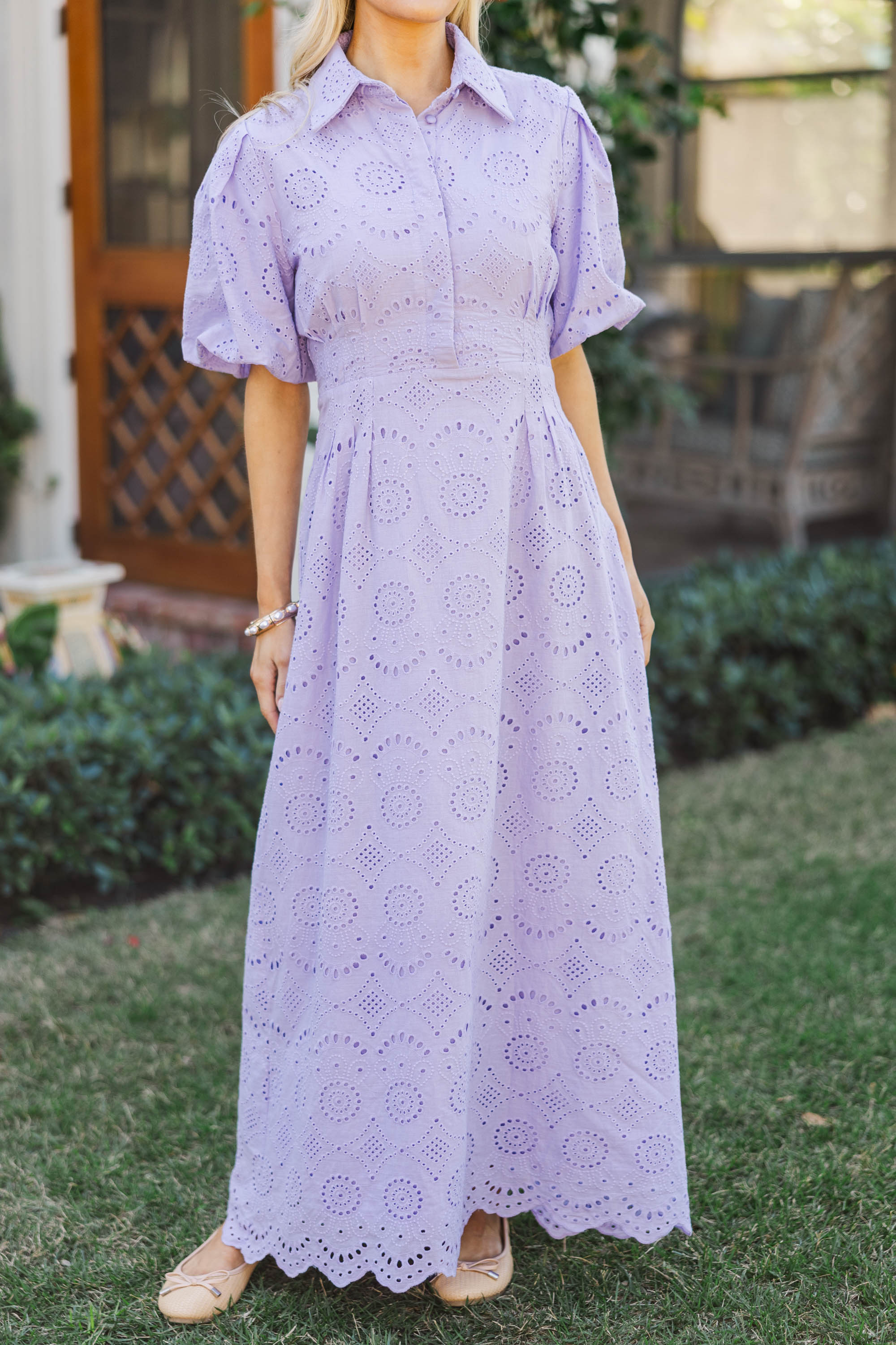 Lavender Eyelet Maxi Dress