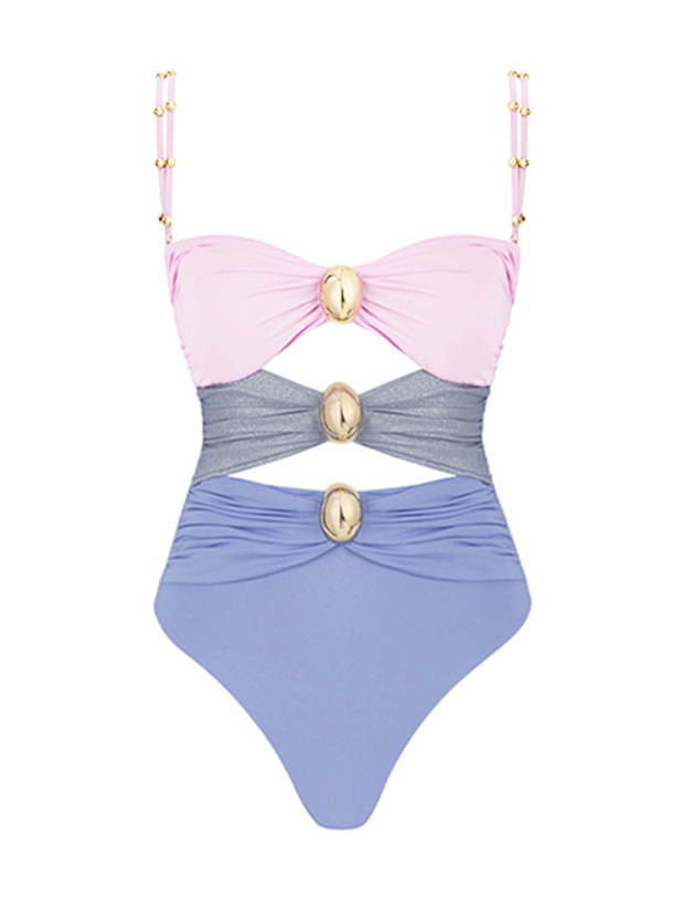 Hollow Stitching Three-color Sexy One-piece Swimsuit
