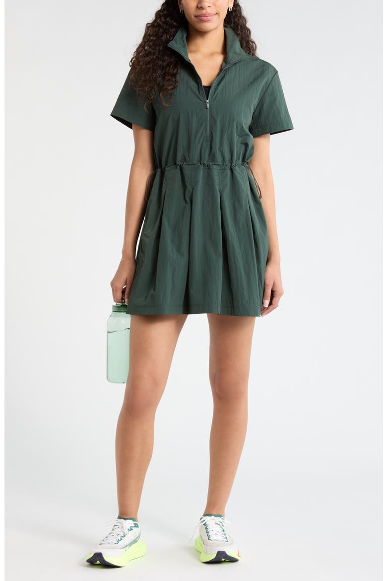 Nylon Pleated Fit & Flare Dress