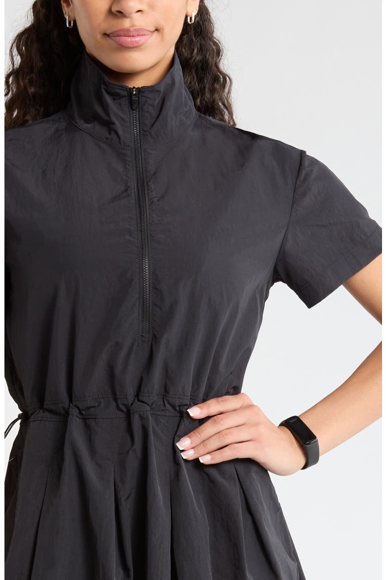 Nylon Pleated Fit & Flare Dress