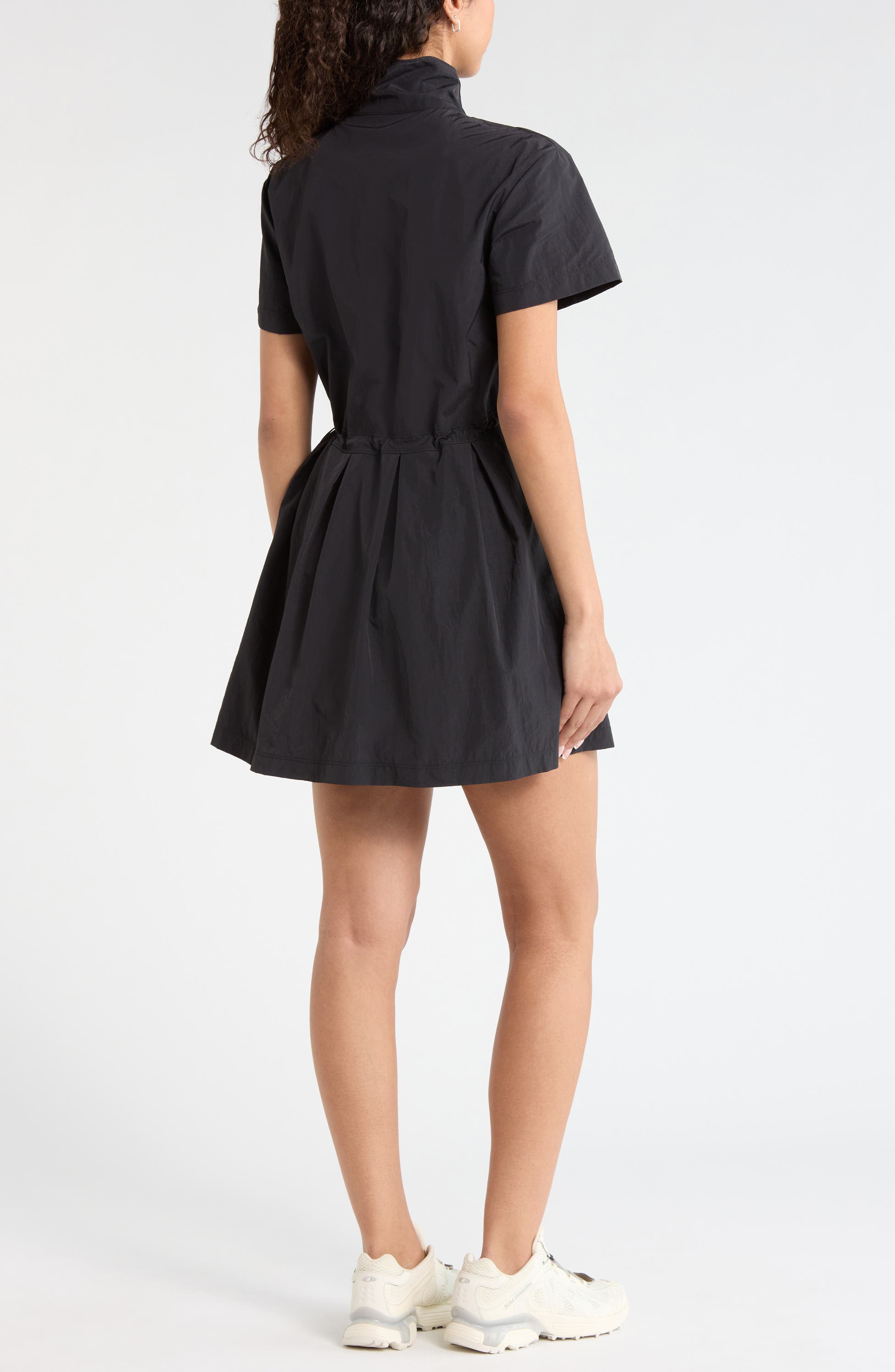 Nylon Pleated Fit & Flare Dress