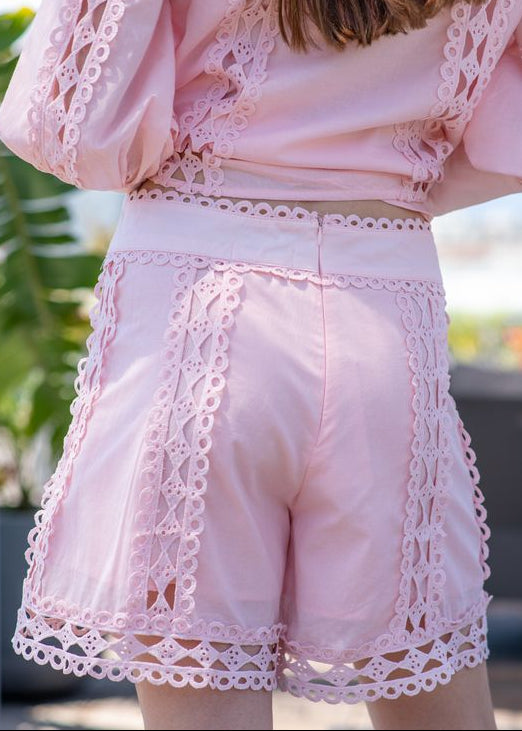 Laurie Lace Detailed Cotton Shorts