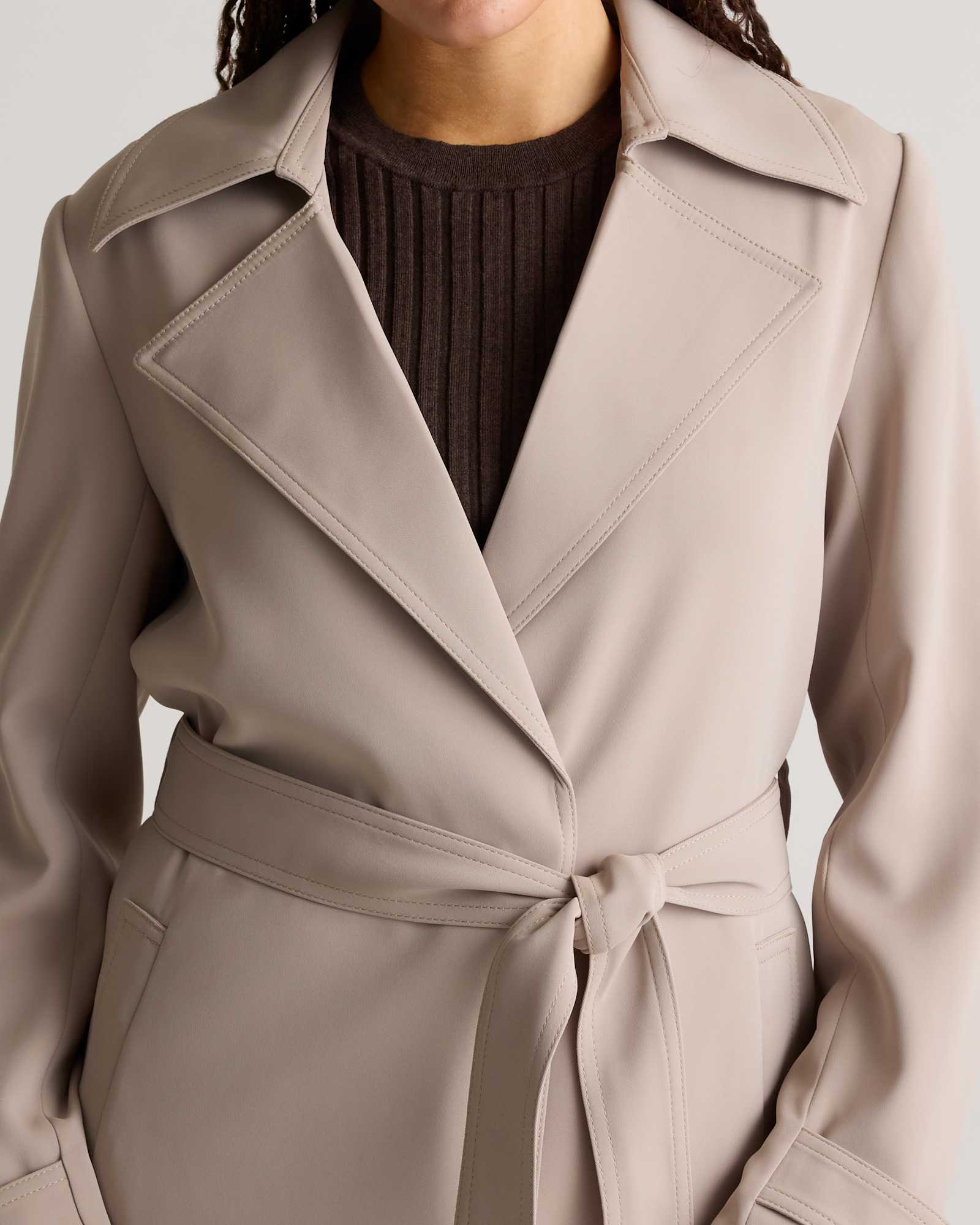 Stretch Crepe Trench Coat