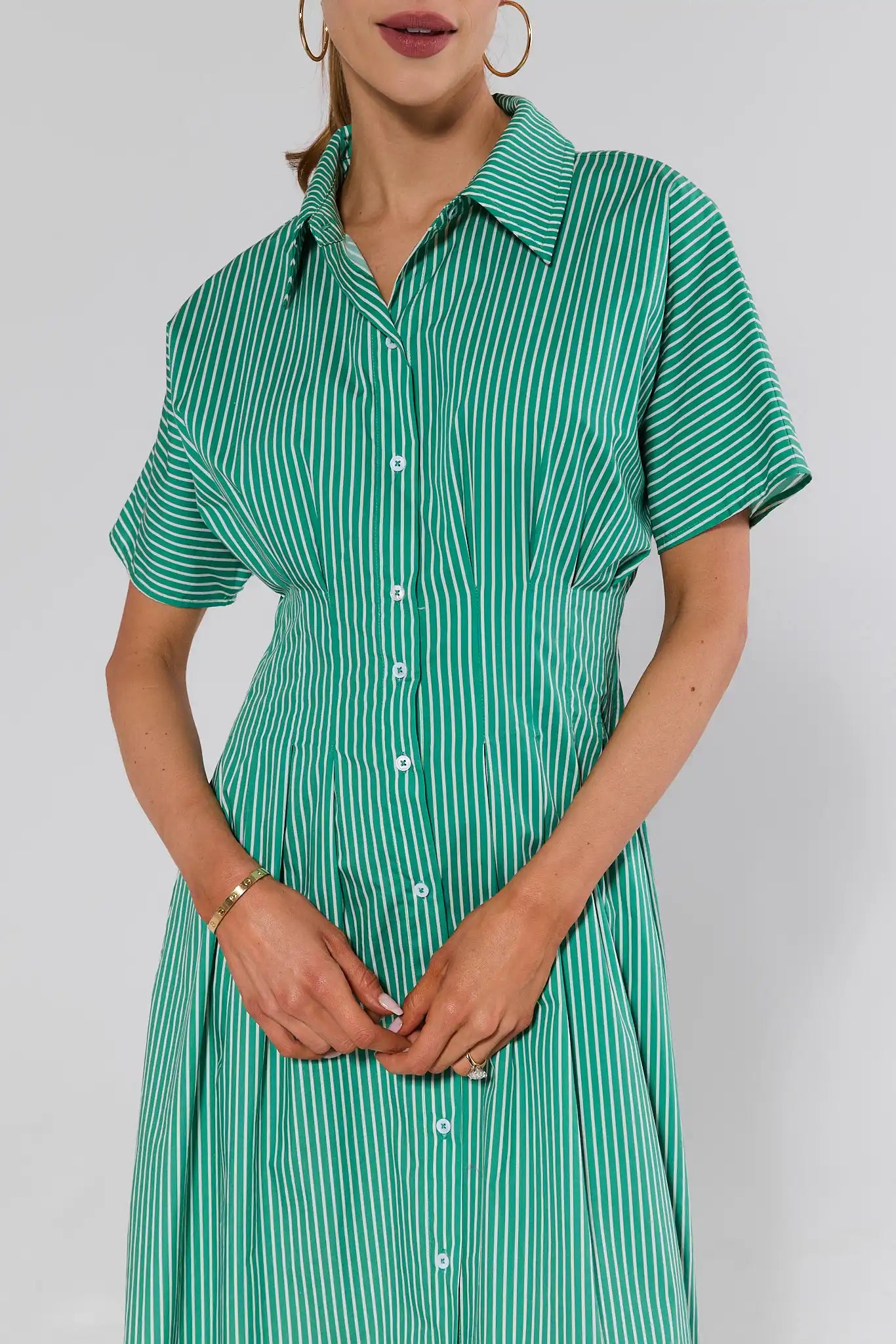 Chic Green Button Up Dress