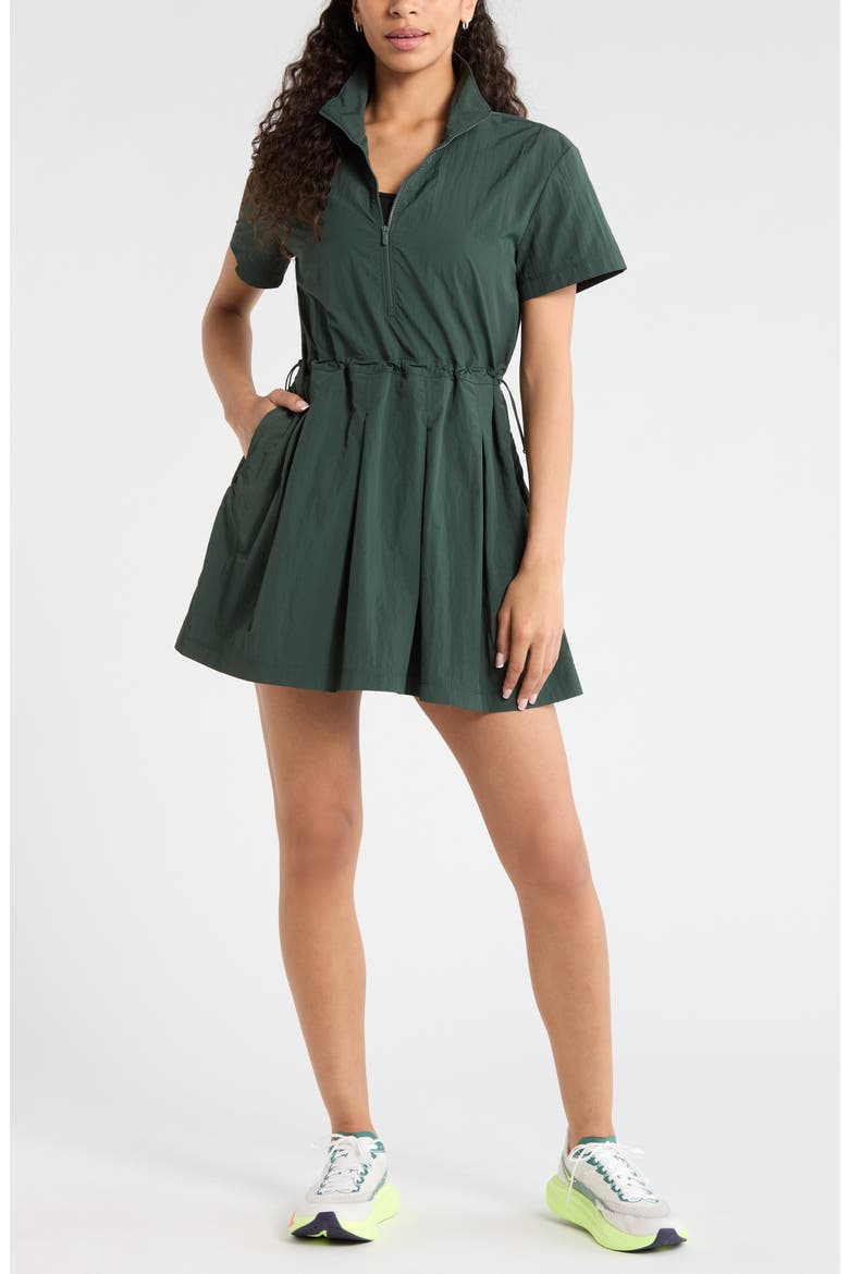 Nylon Pleated Fit & Flare Dress
