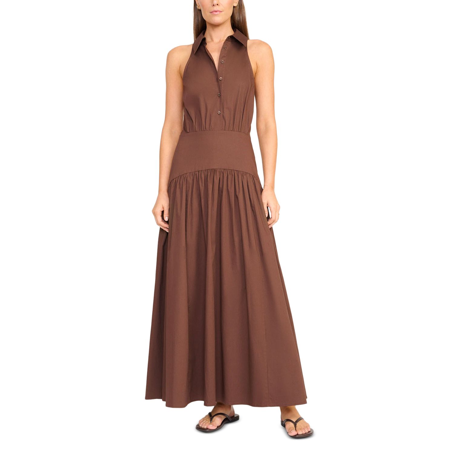 Romy Sleeveless Stretch Cotton Shirtdress