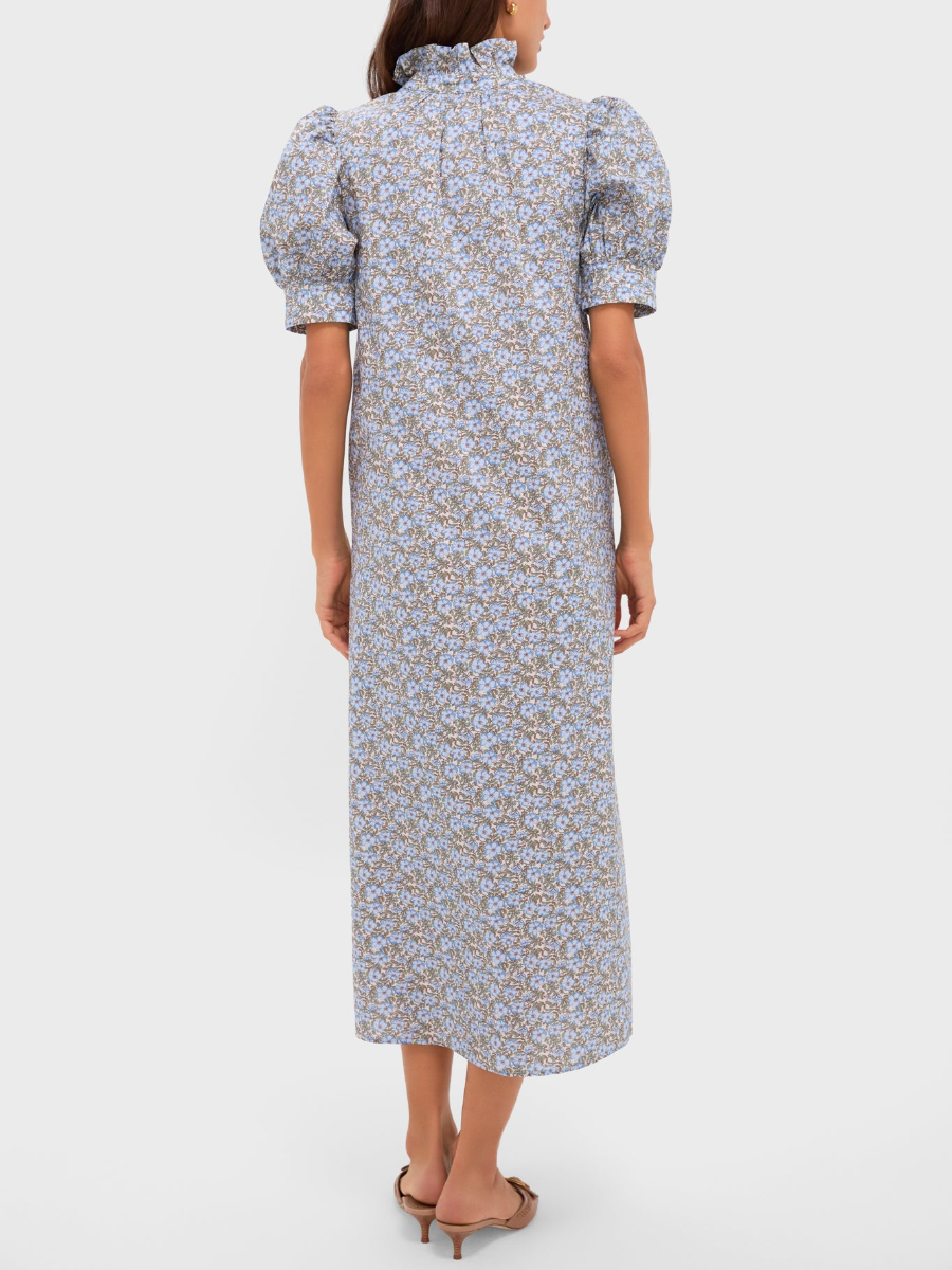 Puff Sleeve Floral Midi Dress