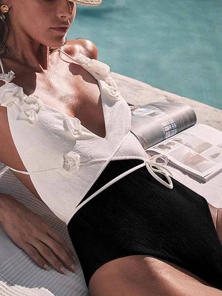 Three-Dimensional Flower One-Piece Swimsuit