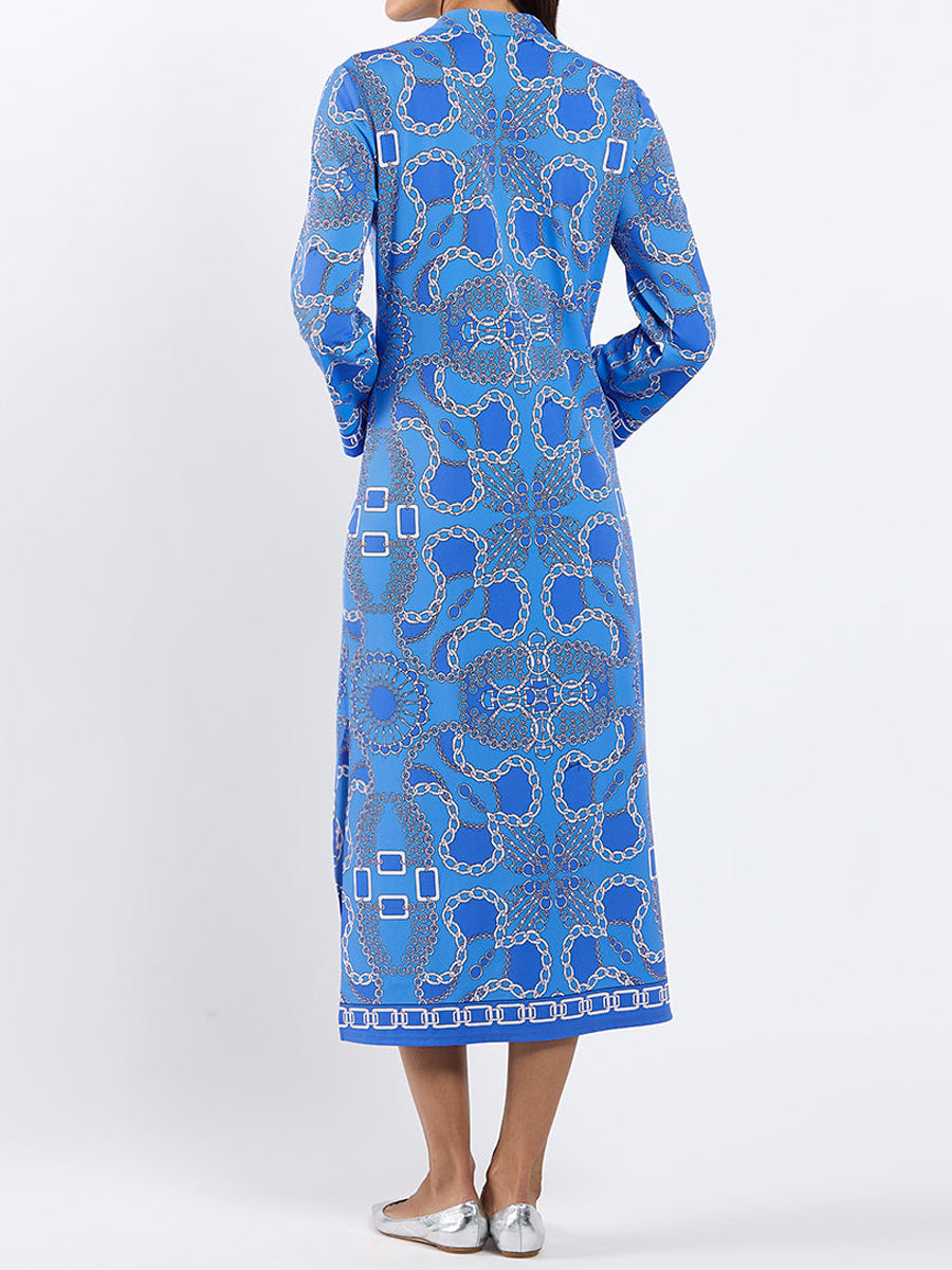 Elegant V-neck Printed Midi Dress