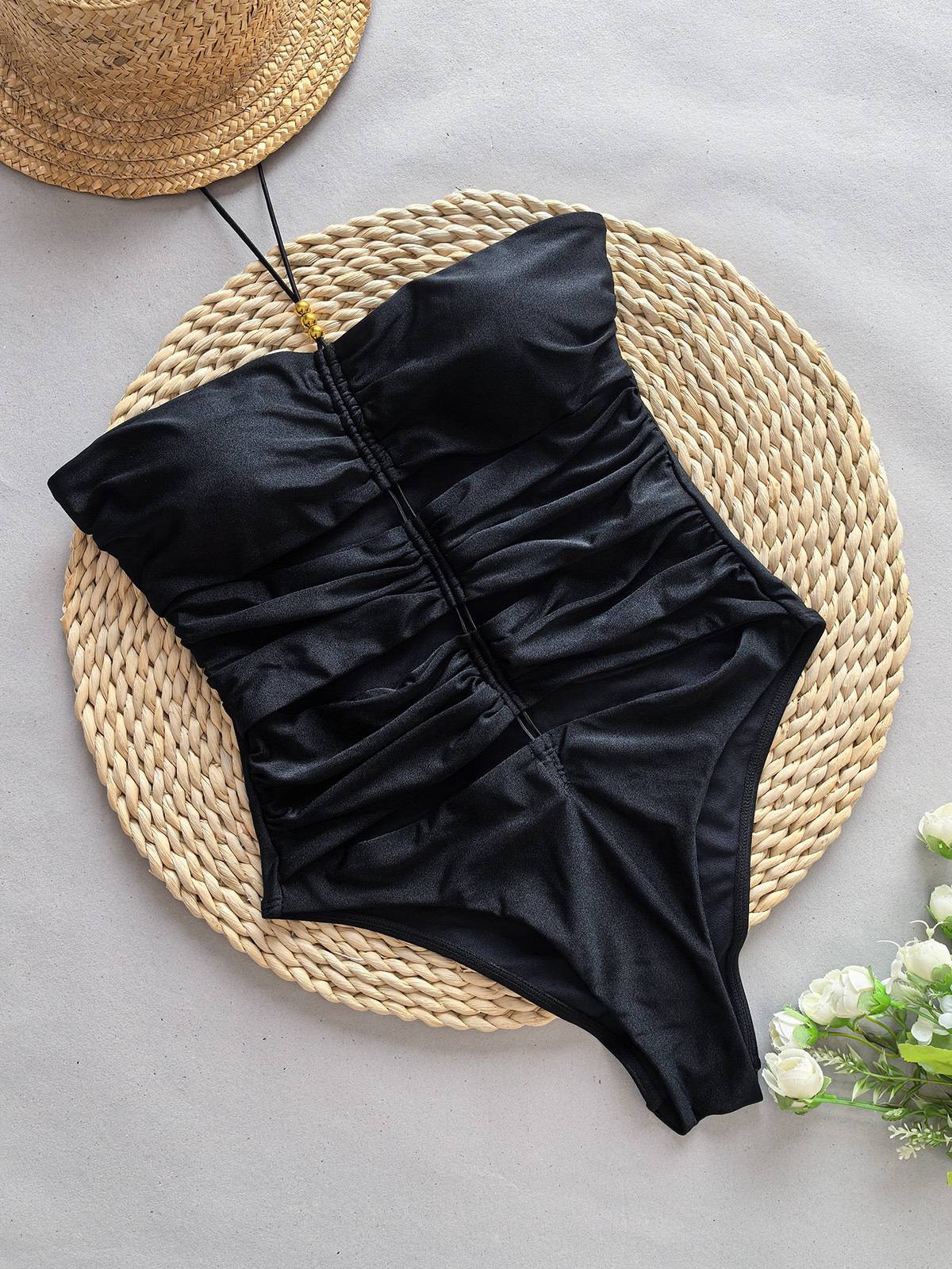 Halter Hollow One-Piece Swimsuit