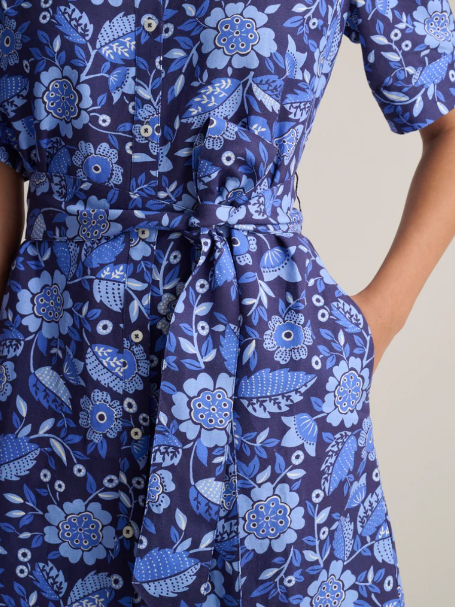 Linen Blend Floral Lena Shirt Dress