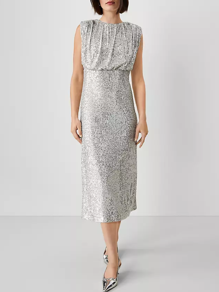 Sequin Cap Sleeve Midi Dress