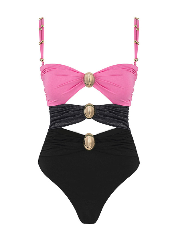 Hollow Stitching Three-color Sexy One-piece Swimsuit