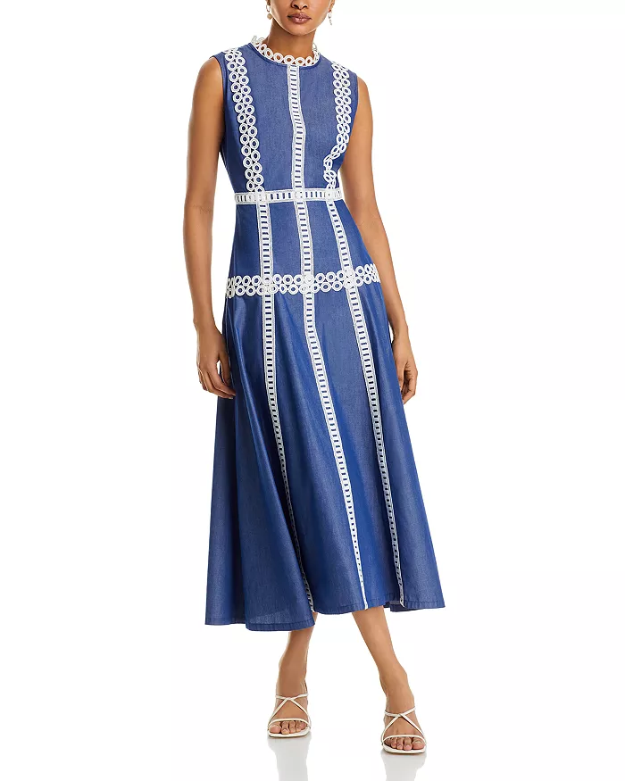 Contrast Trim Midi Dress