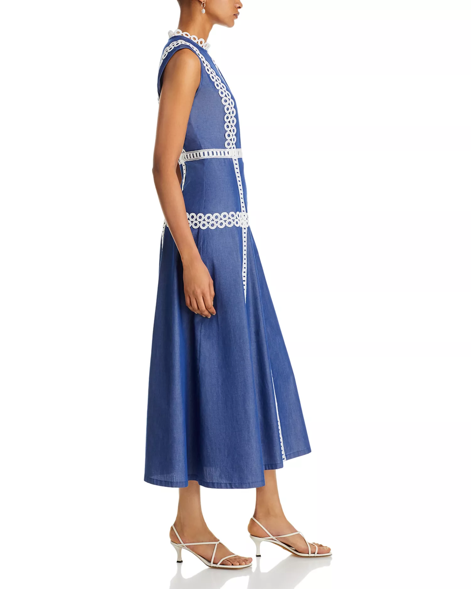 Contrast Trim Midi Dress