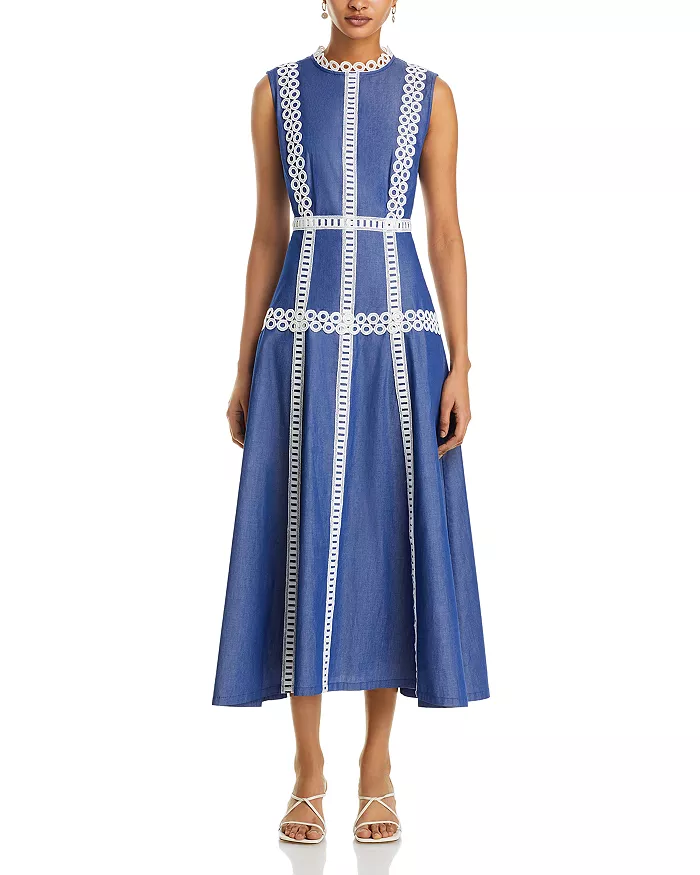 Contrast Trim Midi Dress