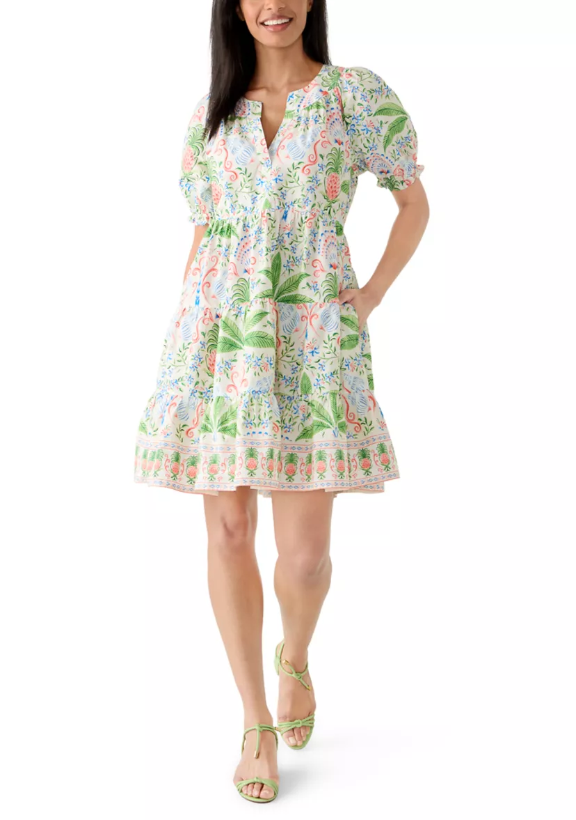 Tropical Garden Print Mini Dress