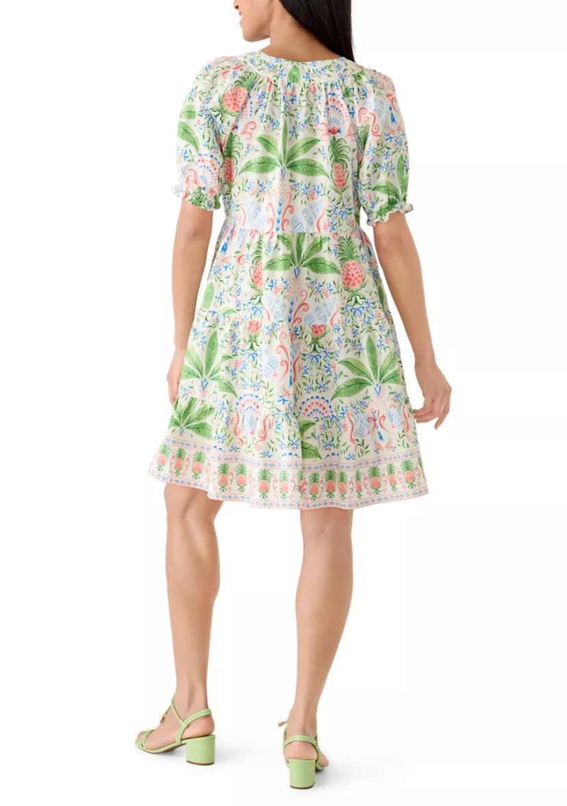 Tropical Garden Print Mini Dress