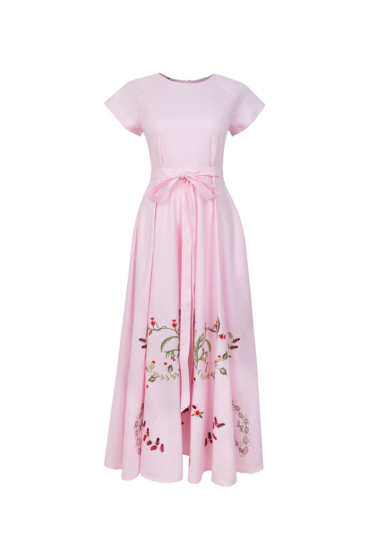 Romantic Blush Pink Embroidered A-Line Dress