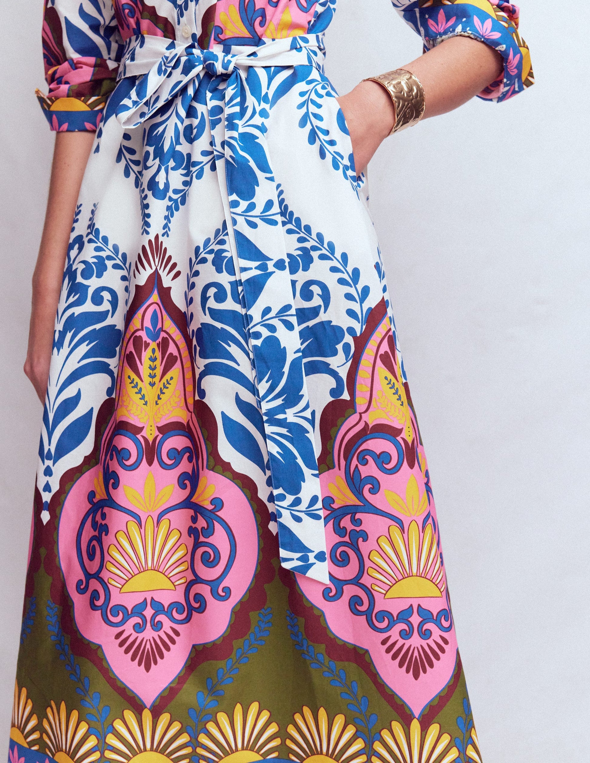 Ornamental Garden Cotton Midi Dress