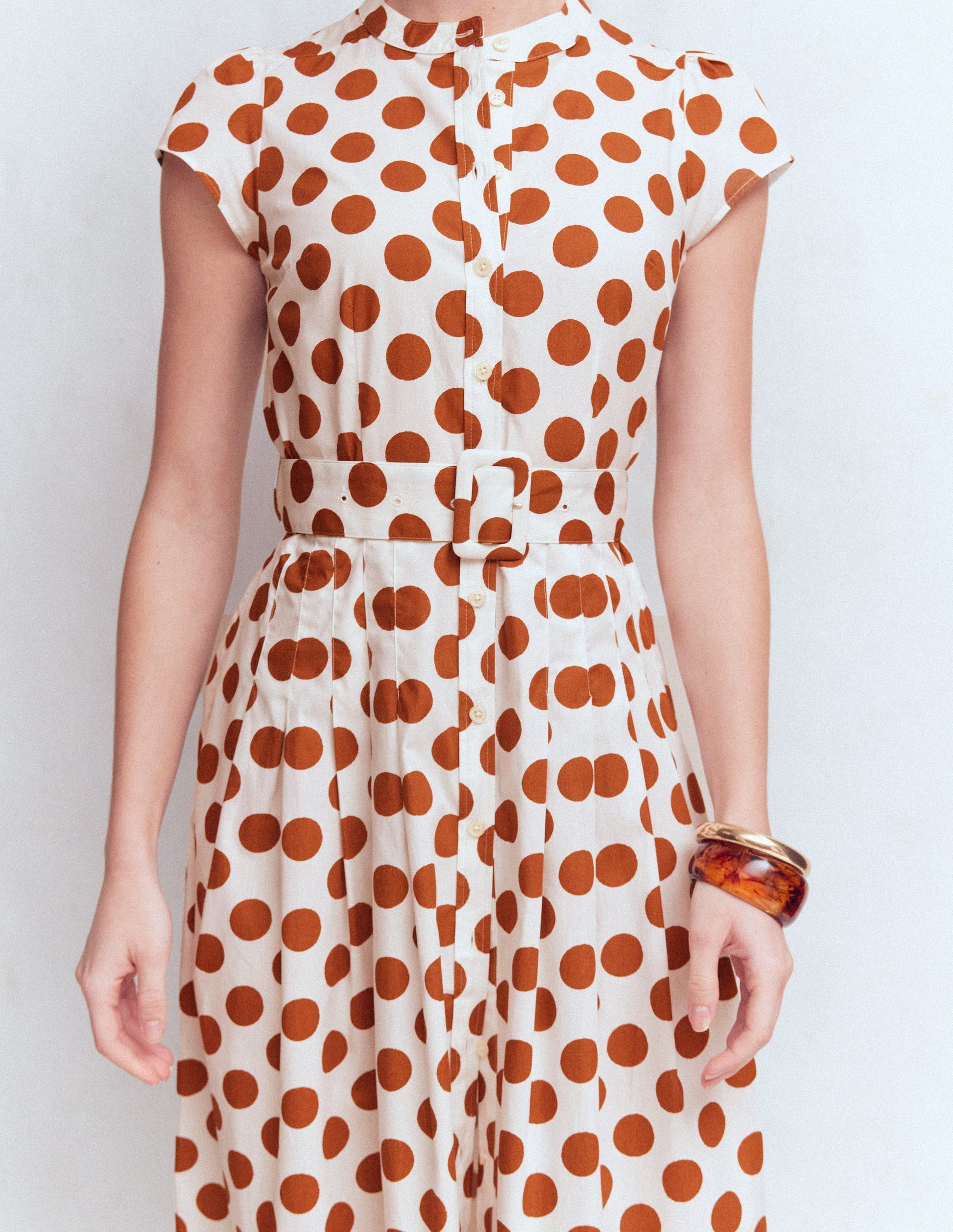 Dot Print Waist-Cinched Arabella Dress
