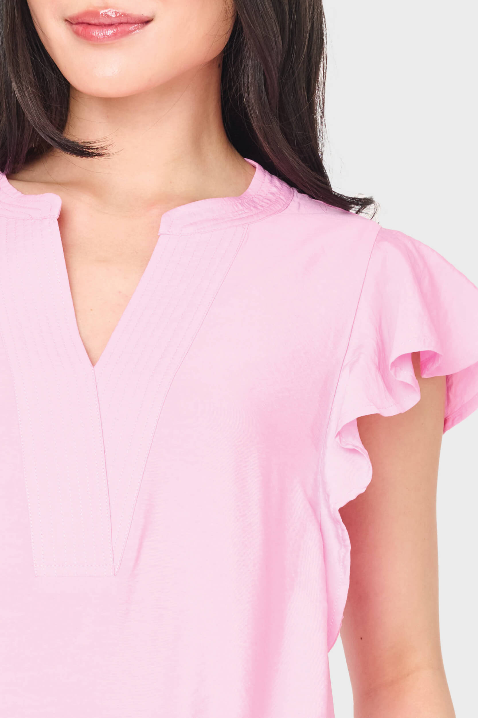 Flutter Sleeve Notch Neck Dress