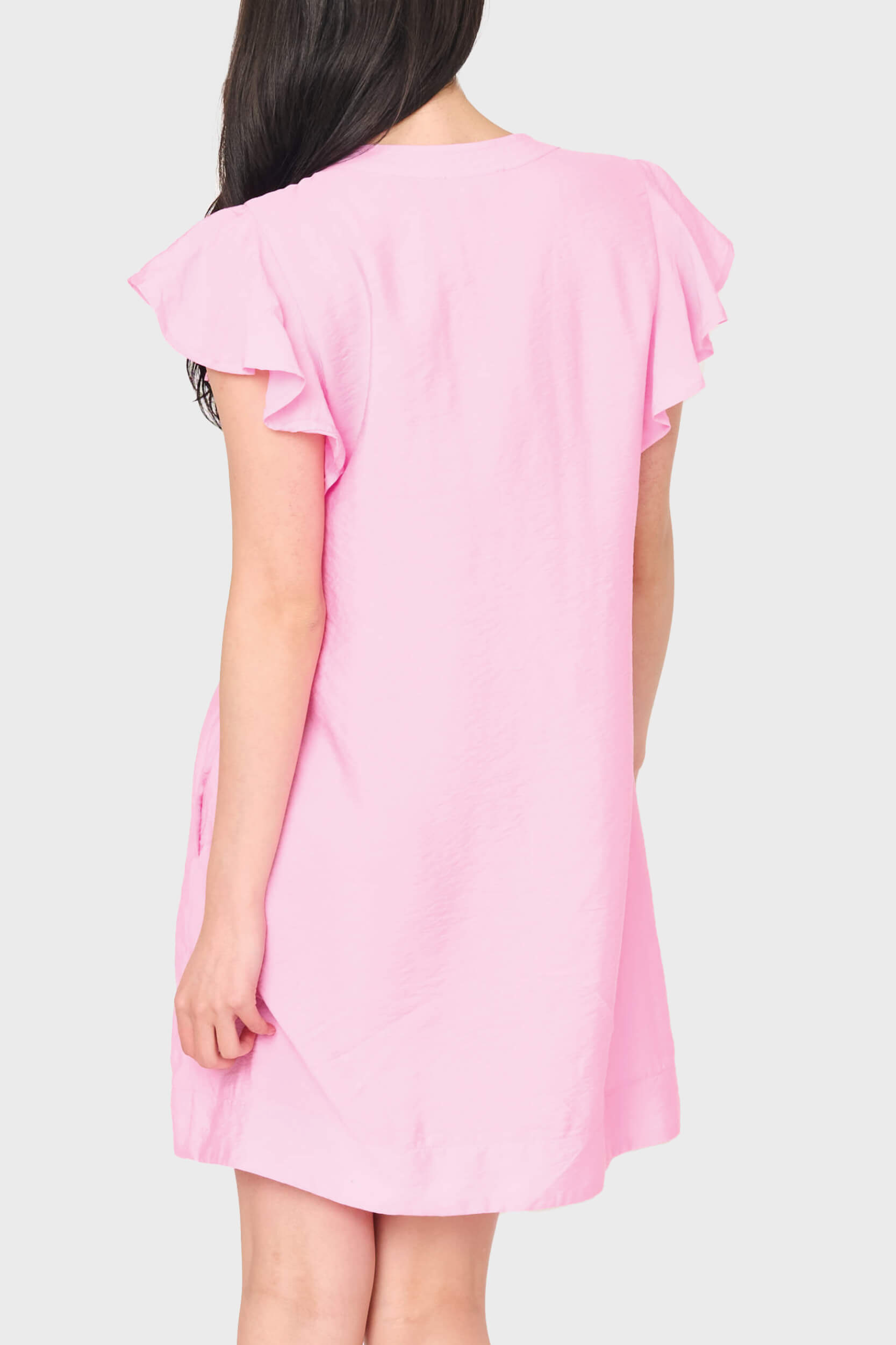 Flutter Sleeve Notch Neck Dress