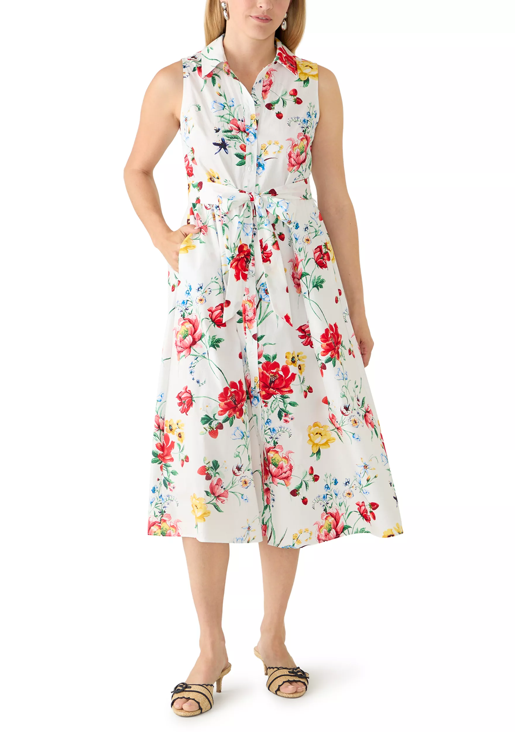 Women's Sleeveless Midi Shirt Dress