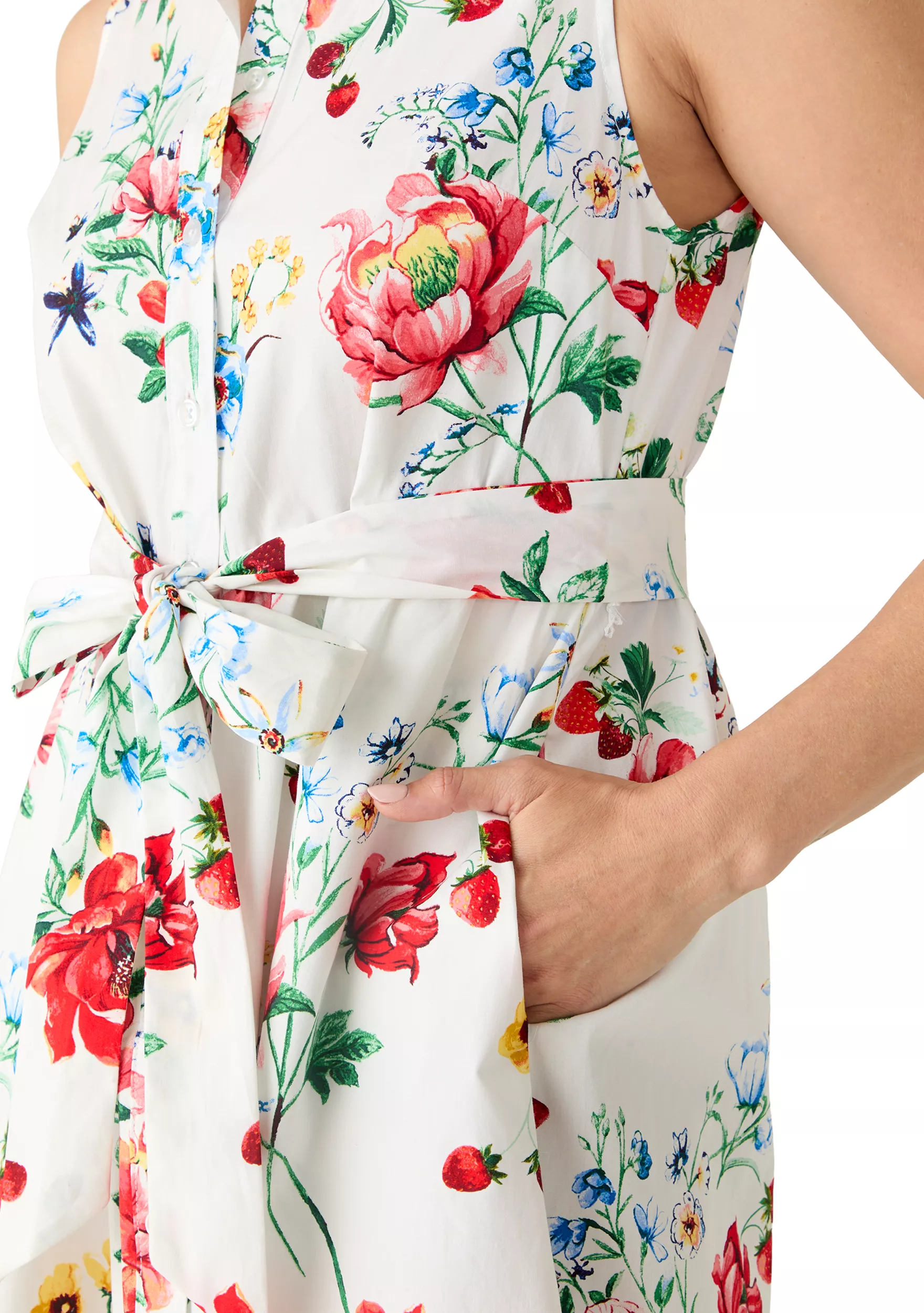 Women's Sleeveless Midi Shirt Dress