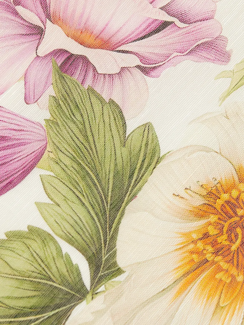 Silk-Linen Floral Border Print Shirtwaist Dress
