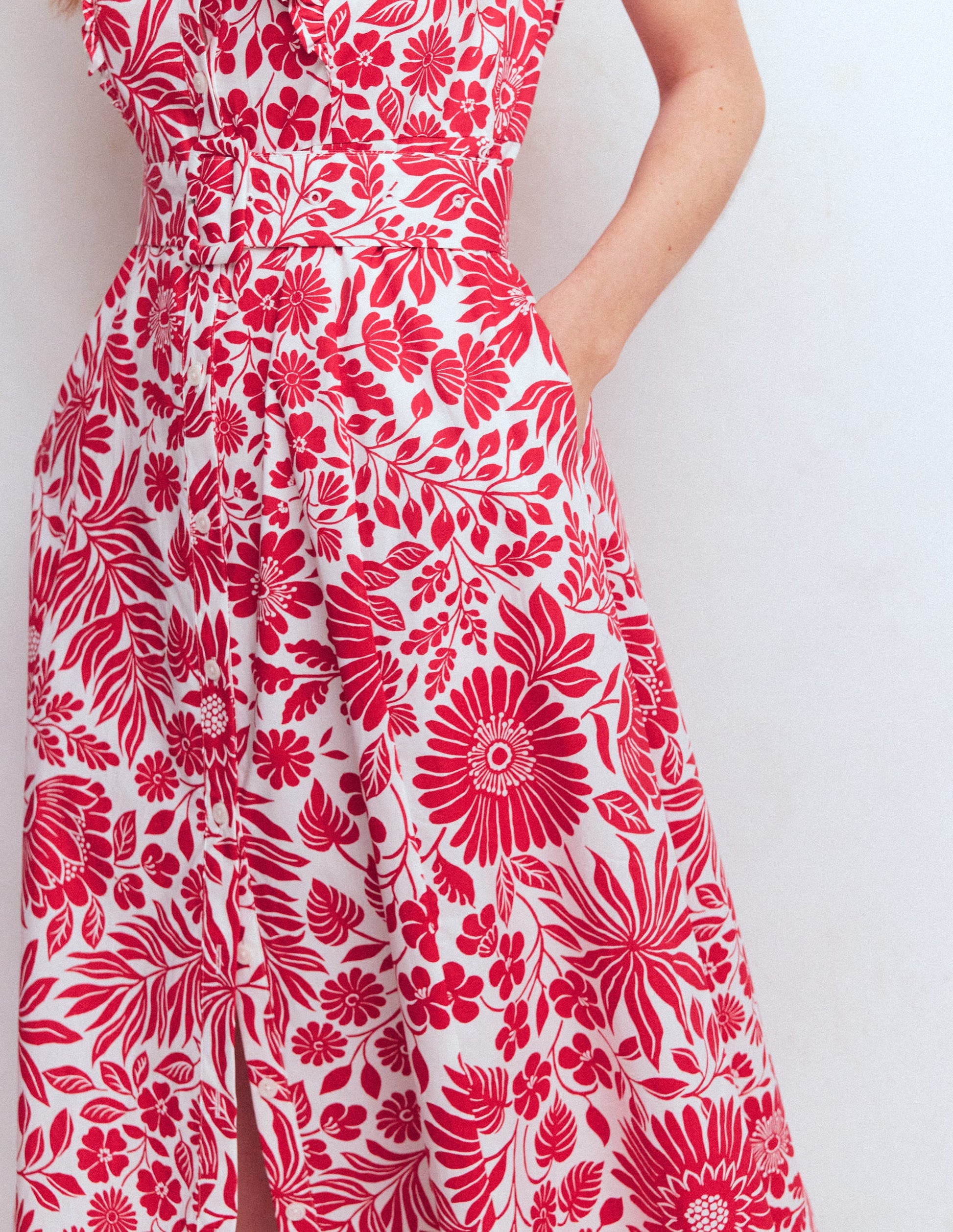 Ruffle Bodice Shirt Dress