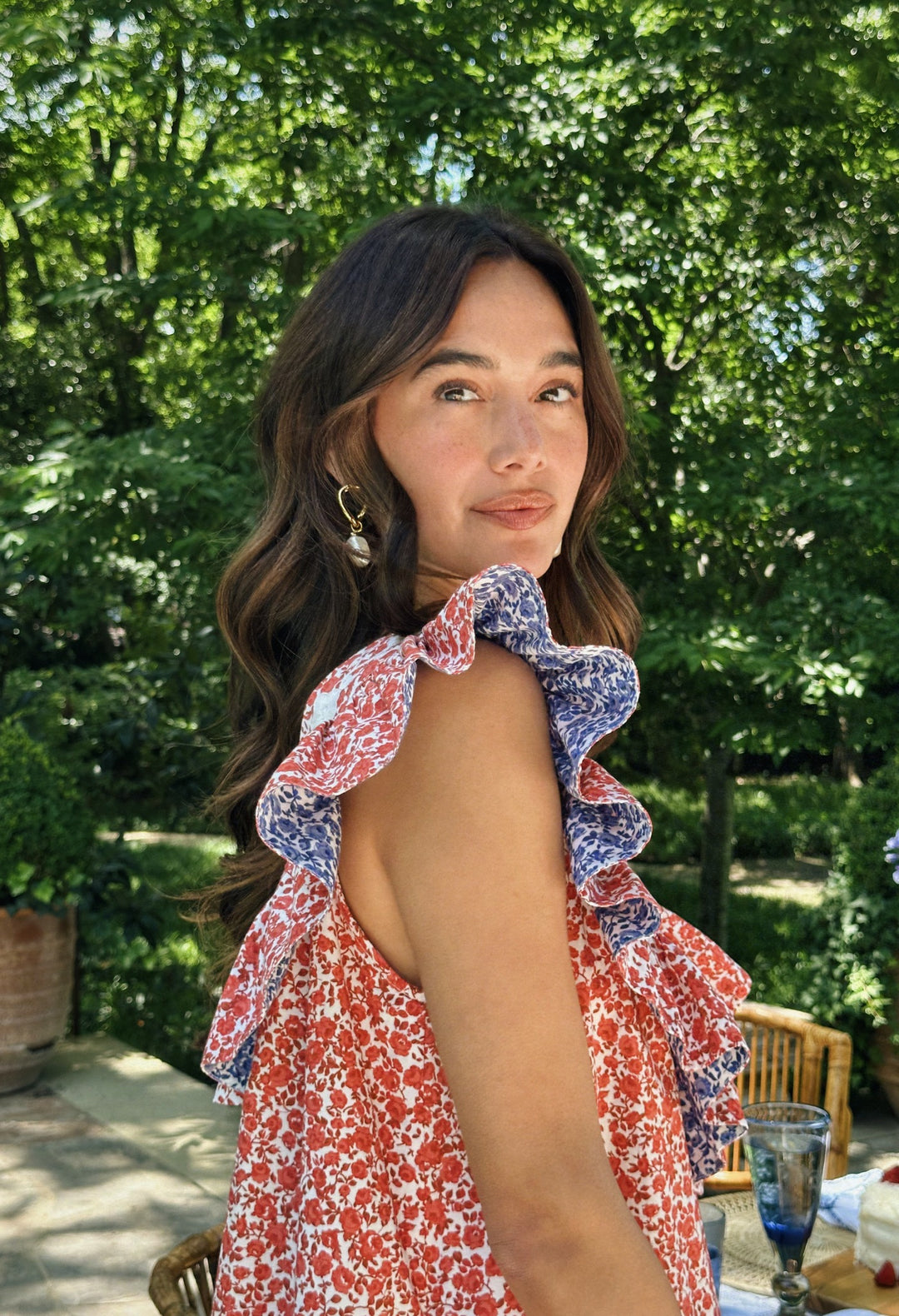 Andrea Red Floral Short Dress