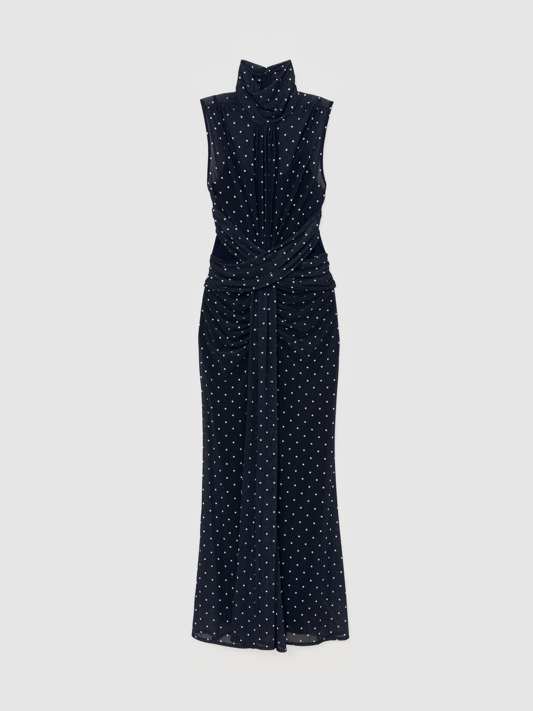 Polka-Dot Print Sleeveless Maxi Dress