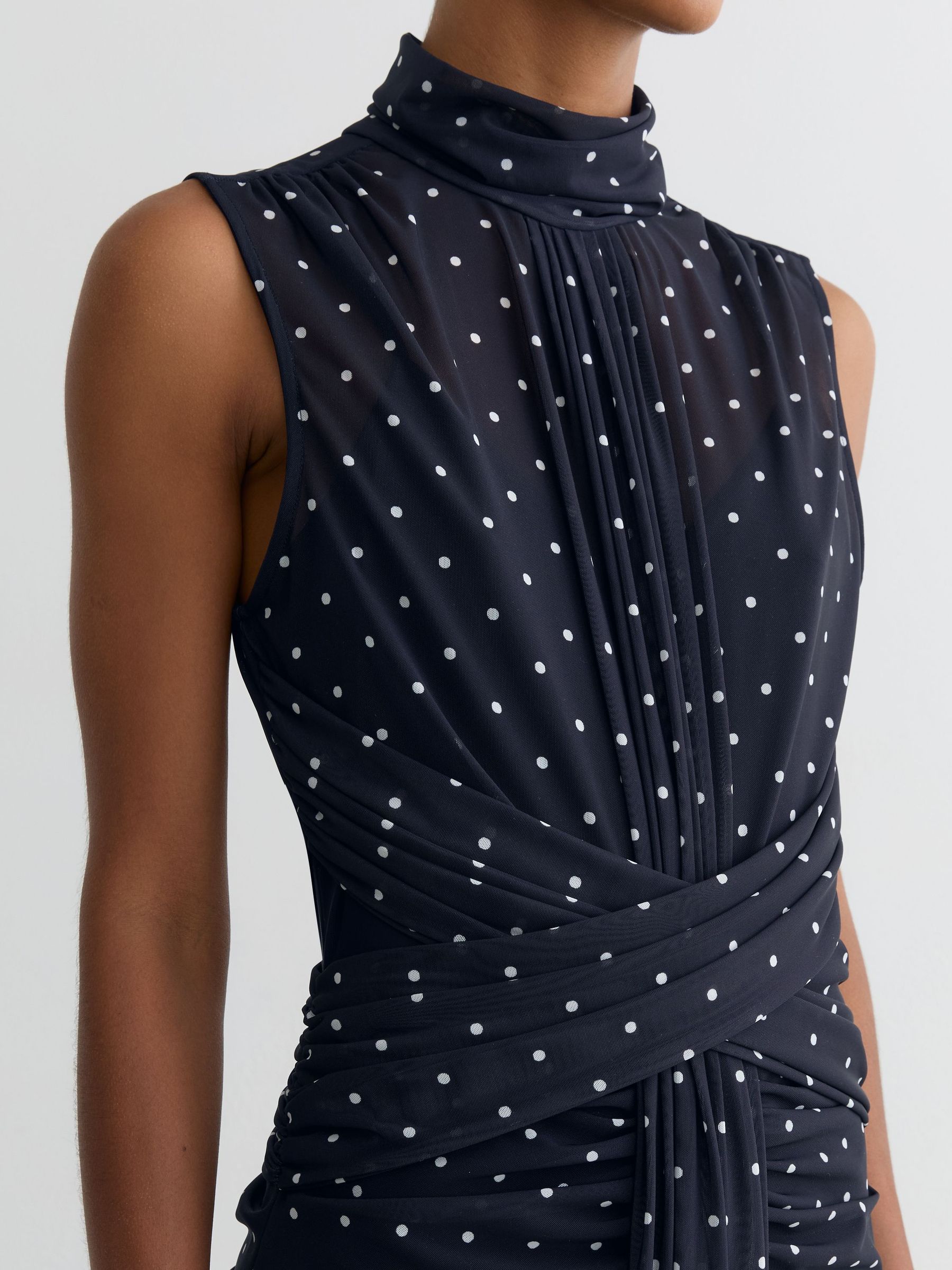 Polka-Dot Print Sleeveless Maxi Dress