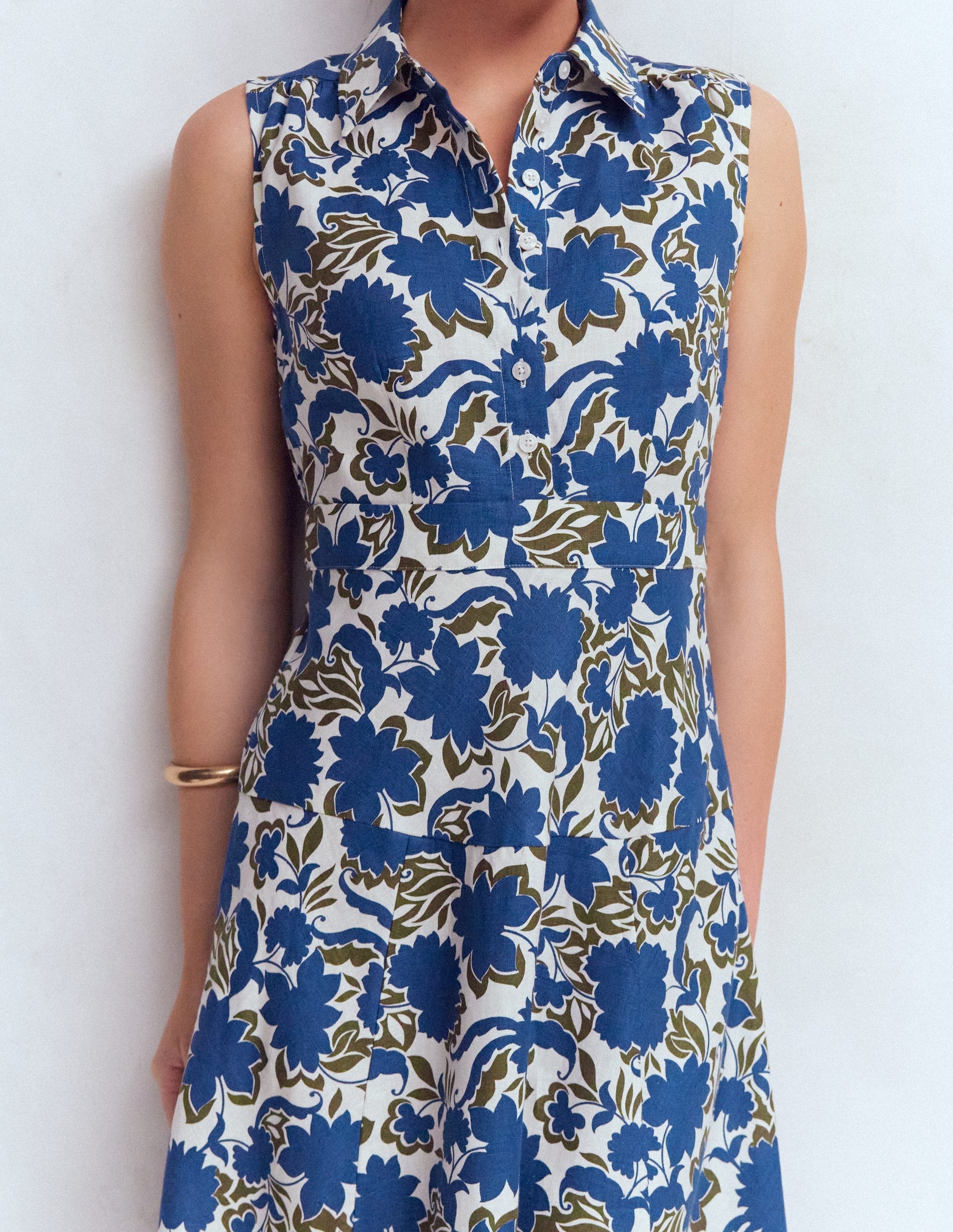 Erma Madras Linen Maxi Dress