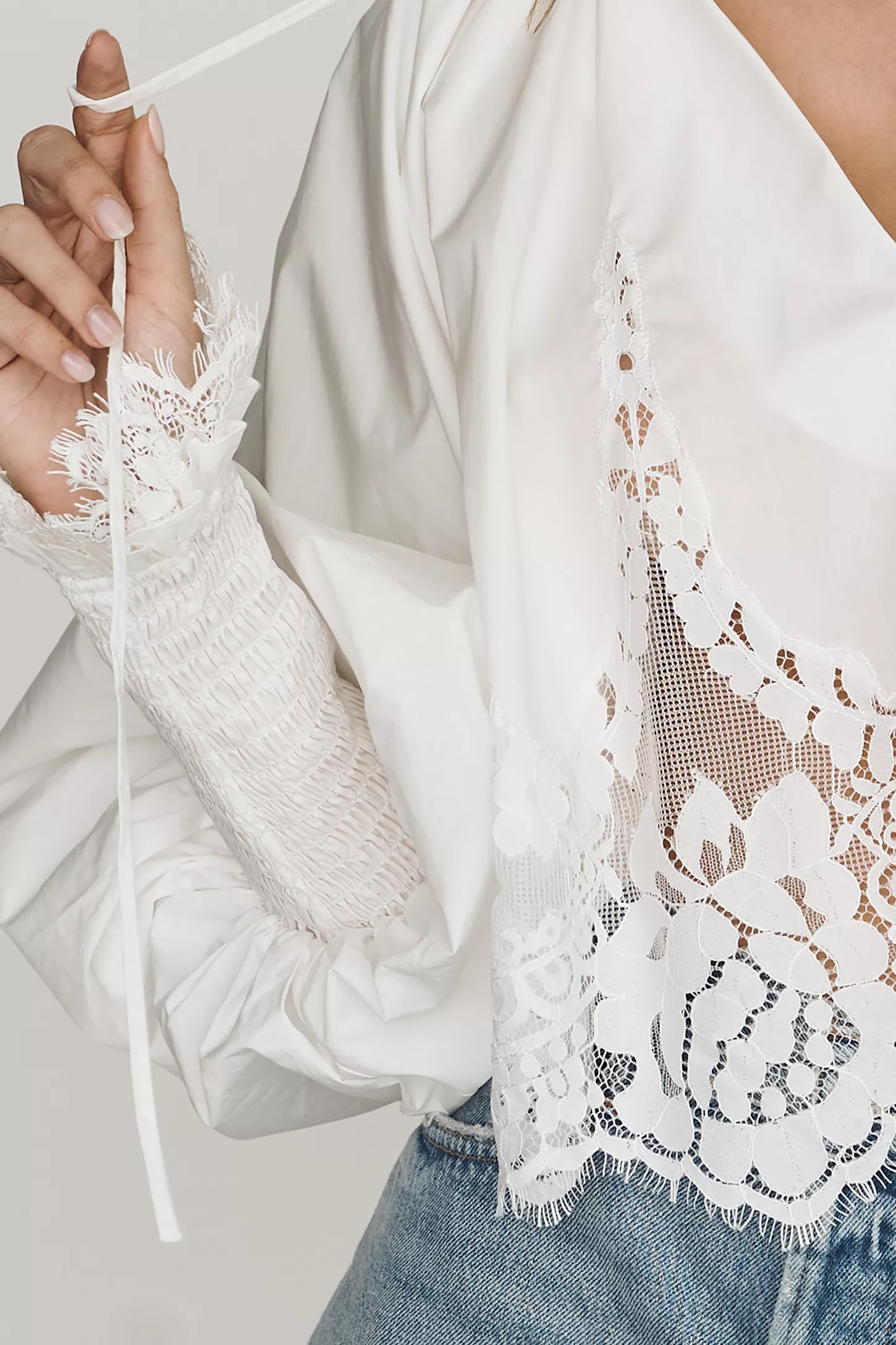 Mare Mare Lace Inset Long-Sleeve Blouse