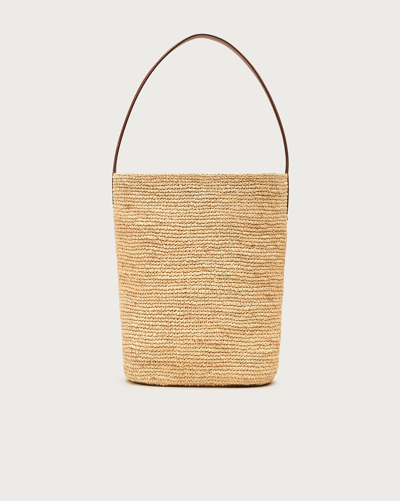Berkeley handknotted bucket bag in raffia