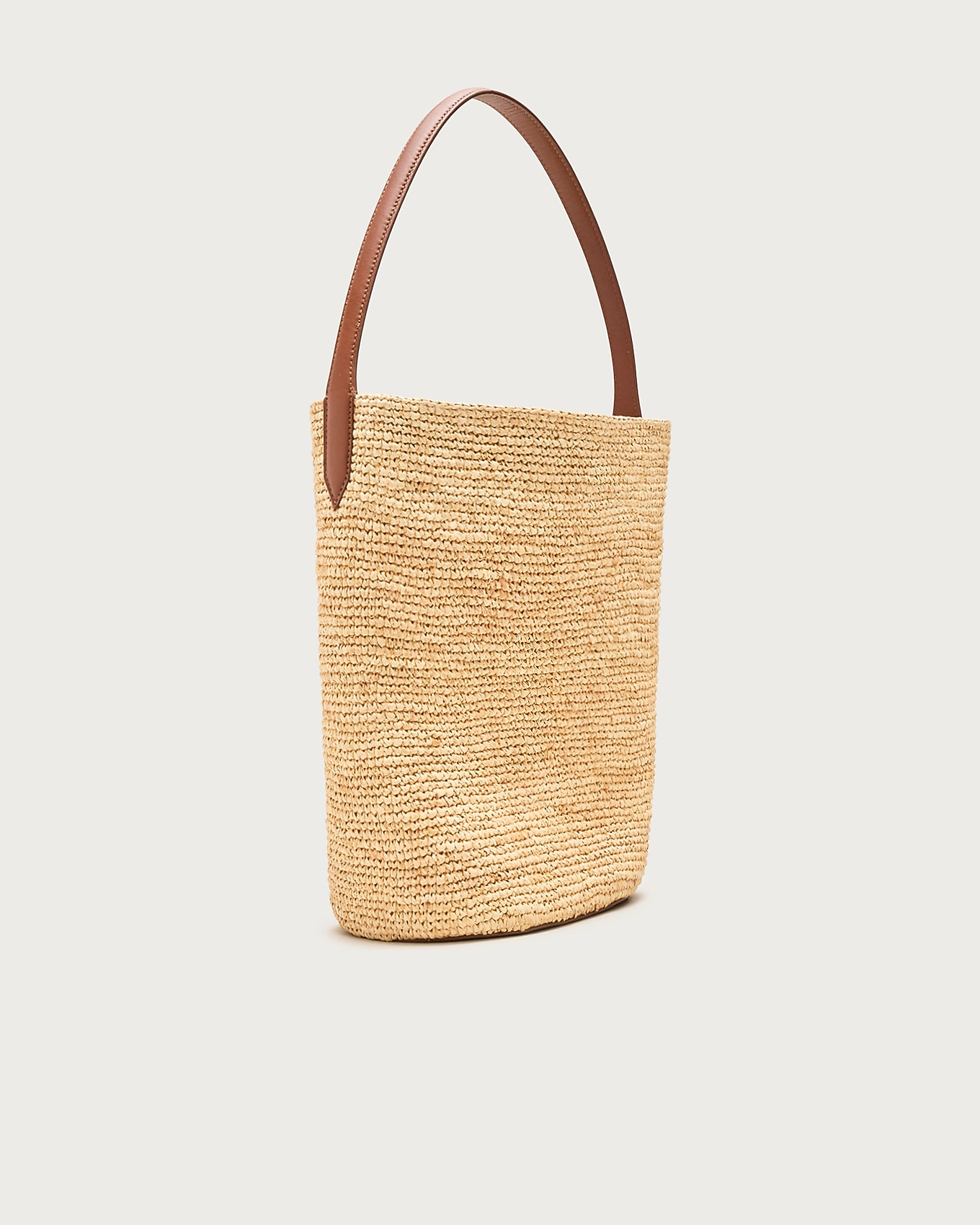 Berkeley handknotted bucket bag in raffia