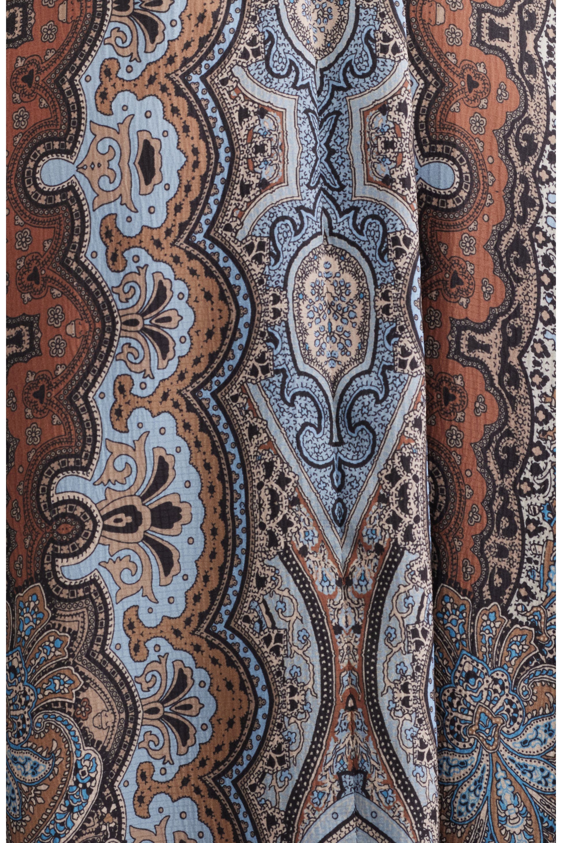 Mixed Paisley Long Sleeve Midi Shirtdress
