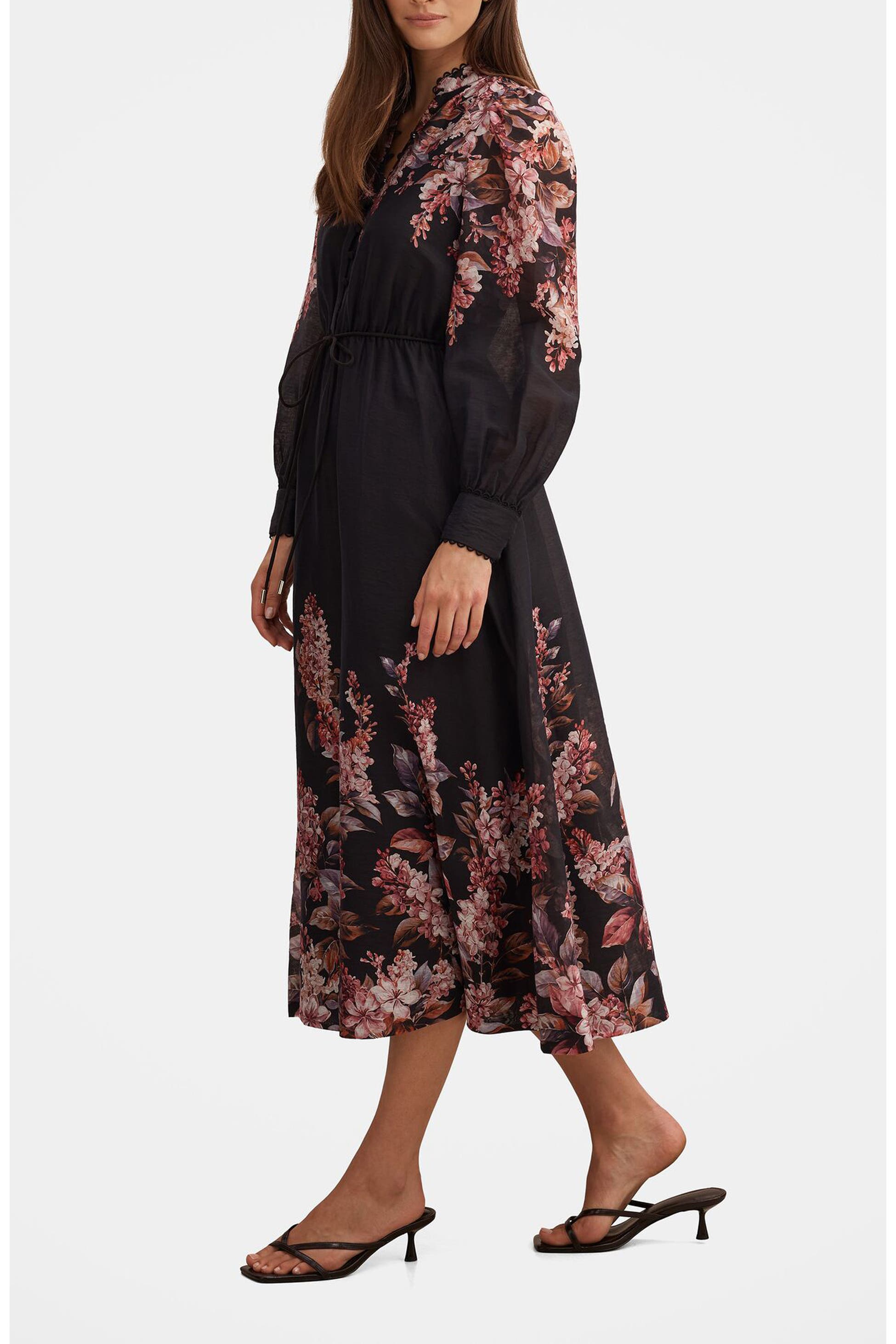 Floral Long Sleeve Midi Dress