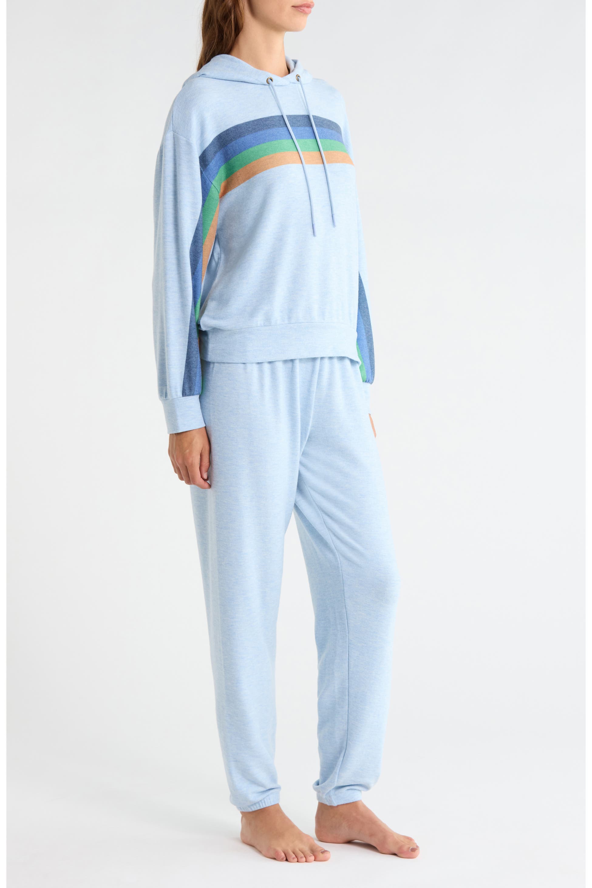 Radiant Stripe Peached Jersey Hoodie Pajamas