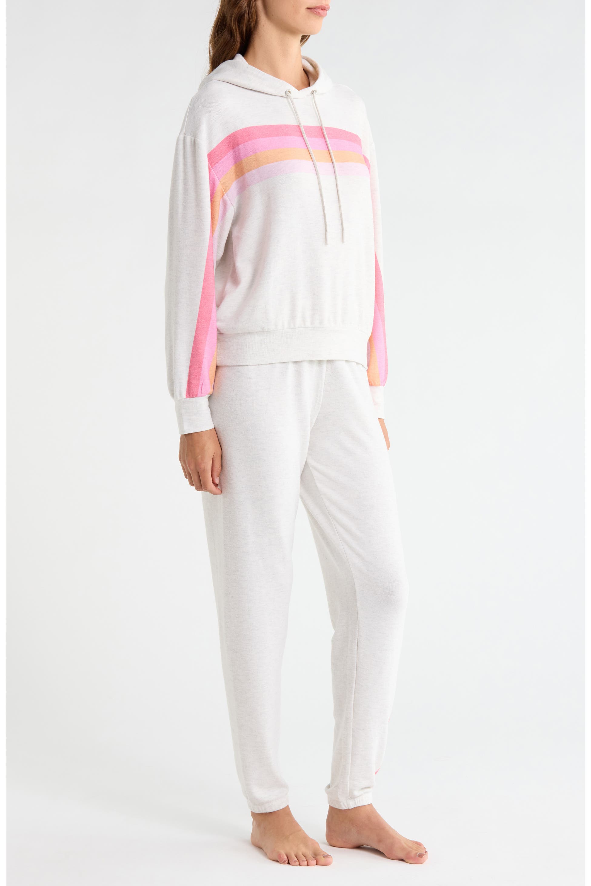 Radiant Stripe Peached Jersey Hoodie Pajamas