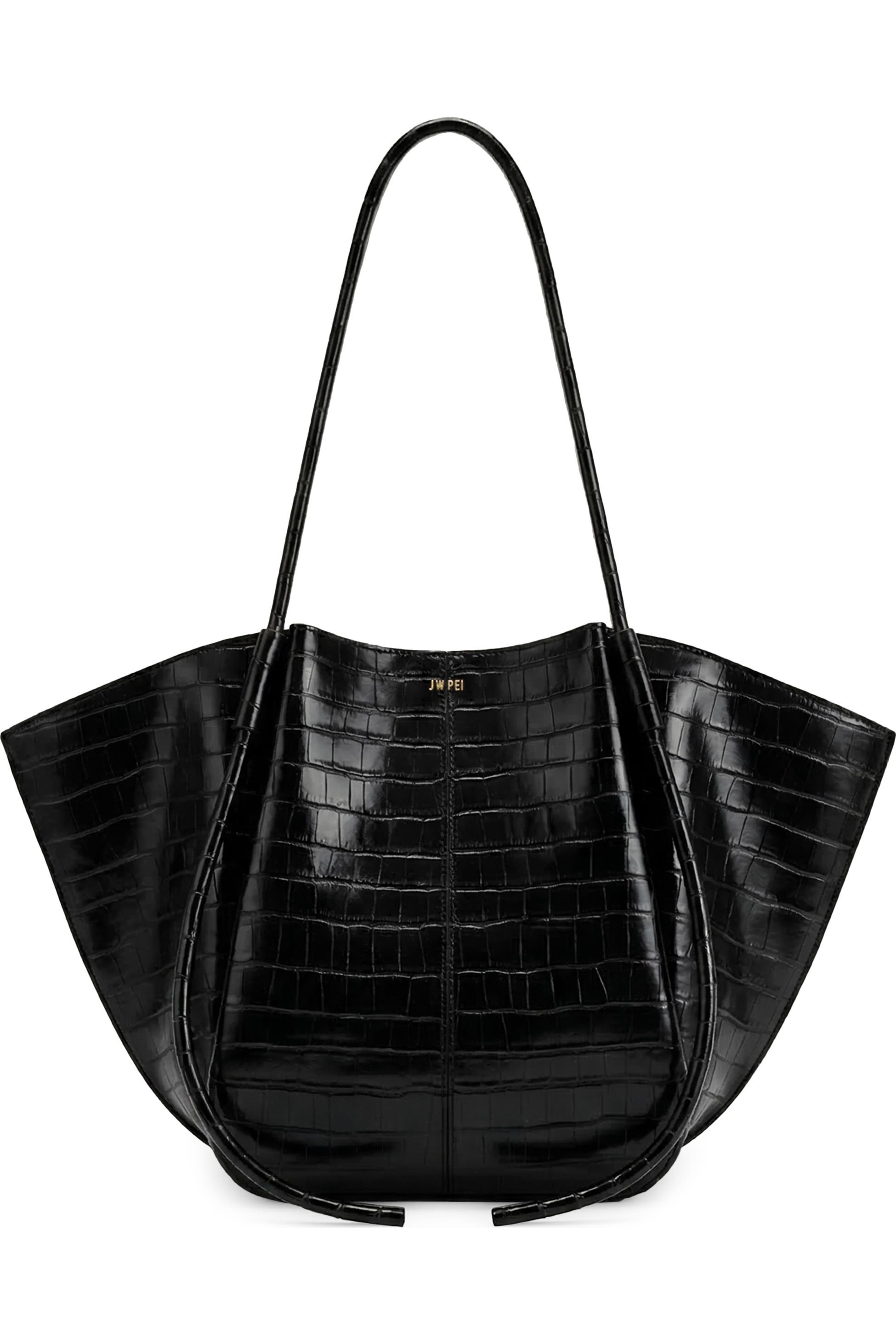 Croc Embossed Faux Leather Wide Tote