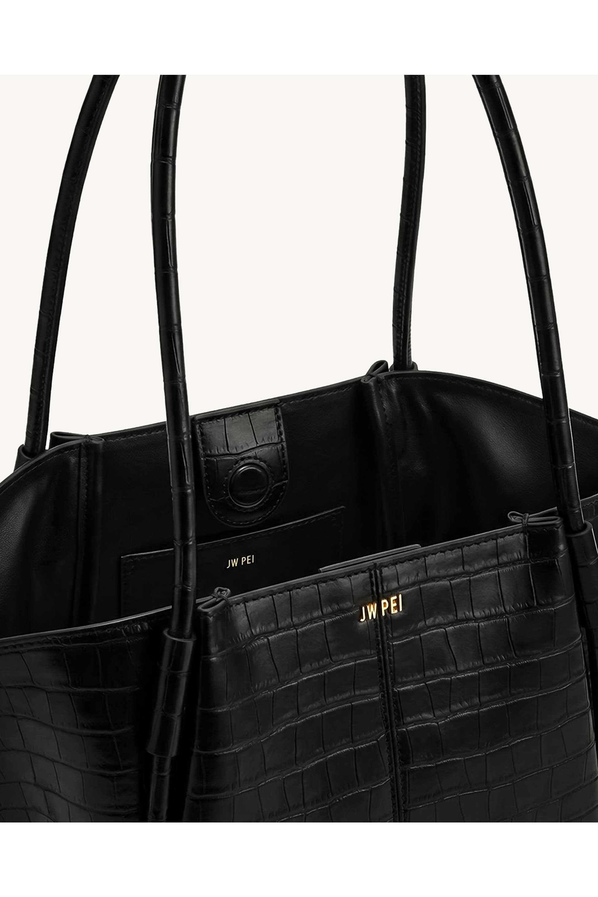 Croc Embossed Faux Leather Wide Tote