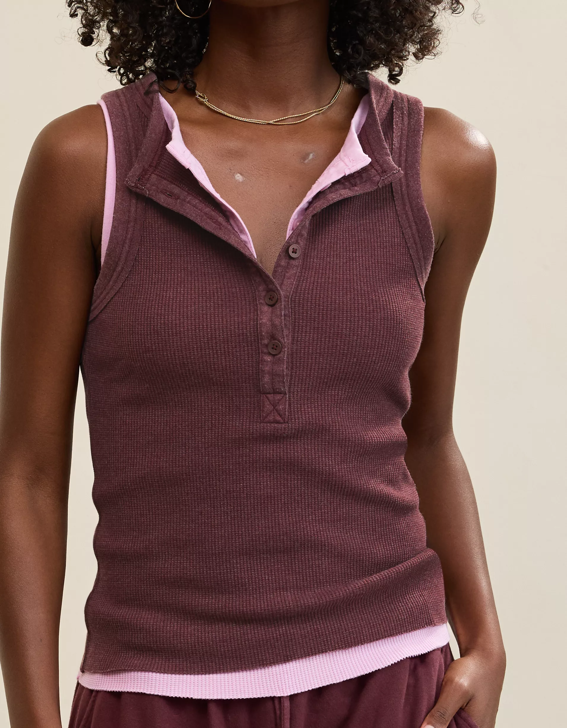 Waffle Henley Tank Top & Jogger