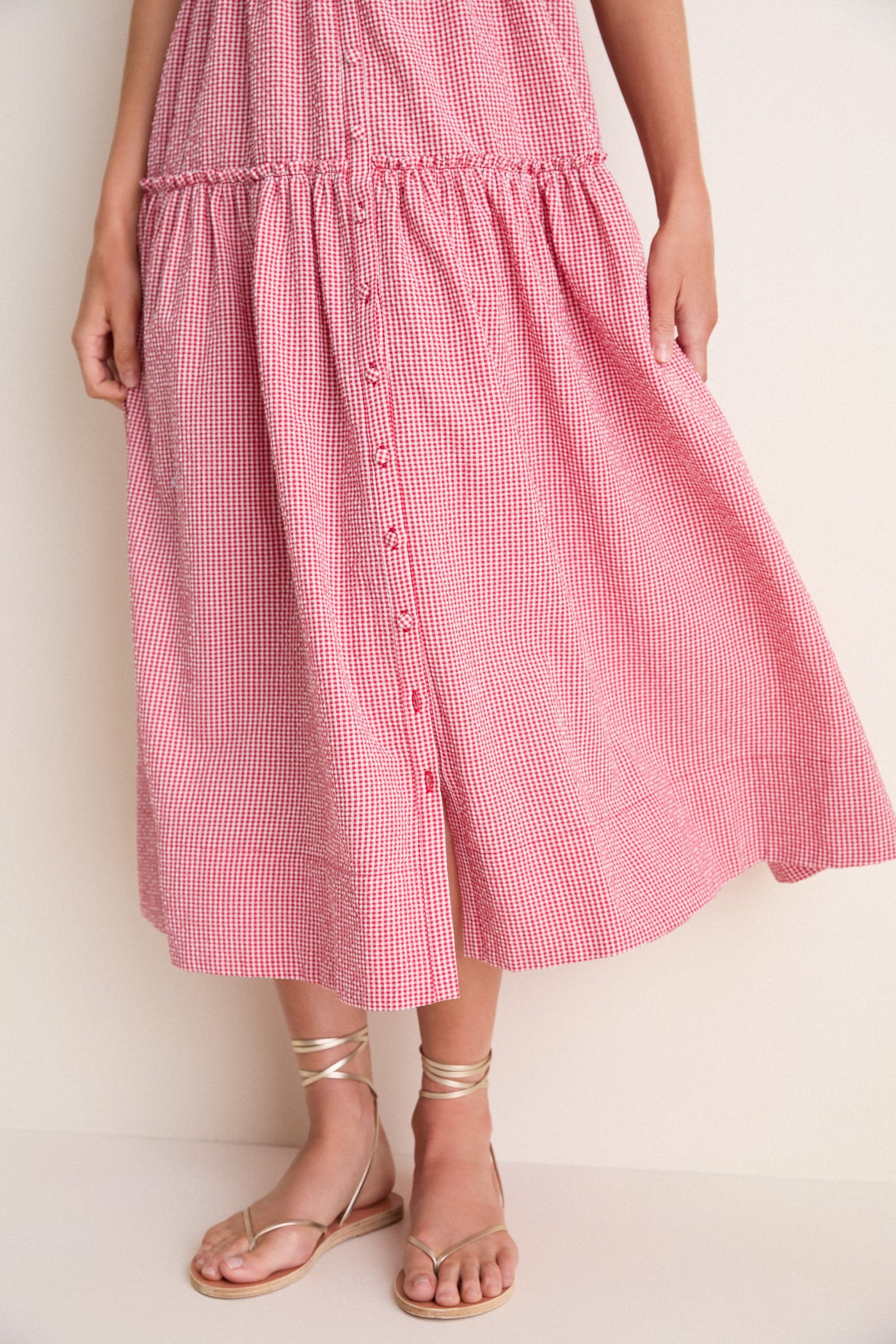 Blue and White Gingham Seersucker Landis Dress