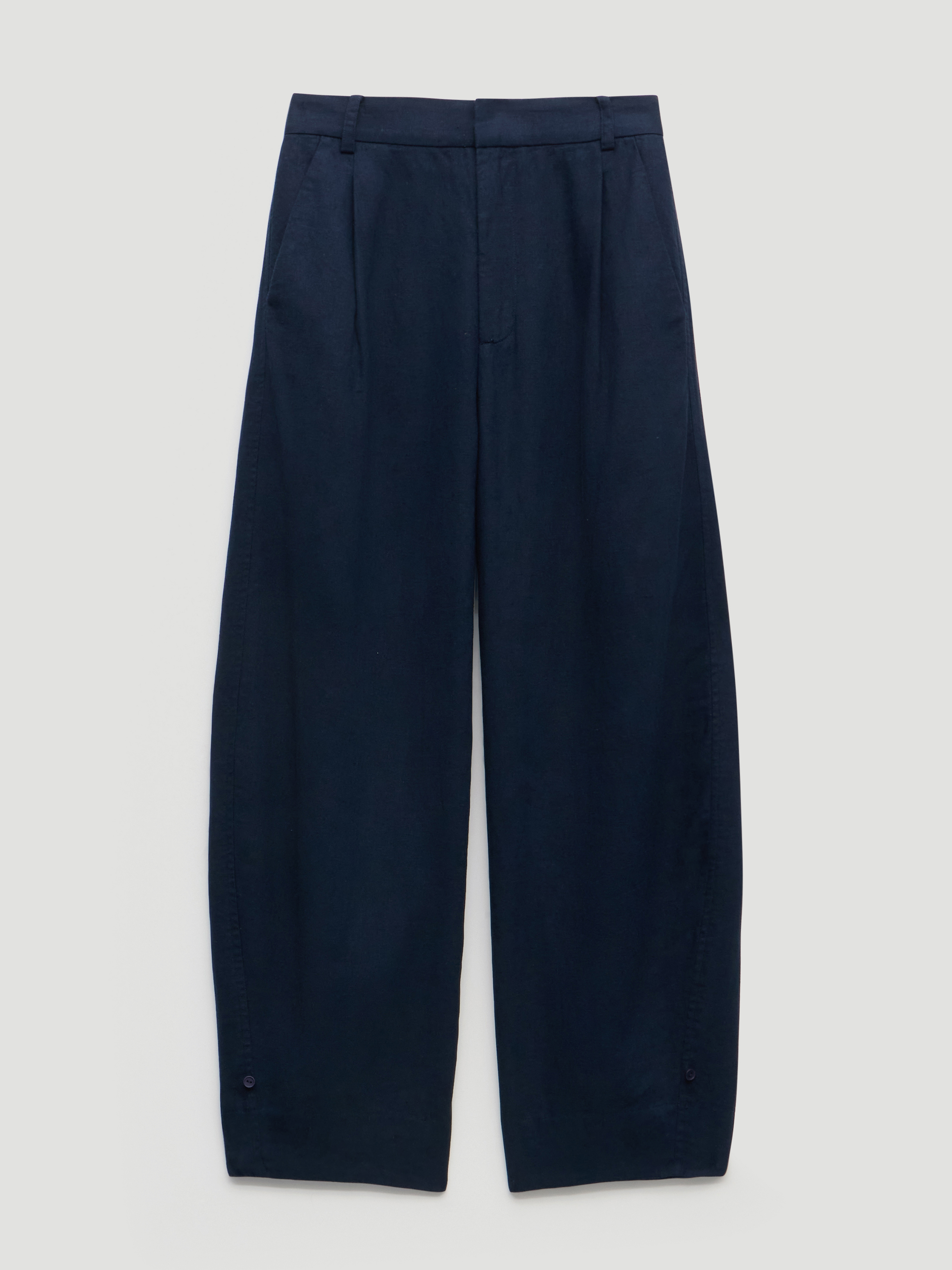 Dania Linen Blend Barrel Leg Trousers