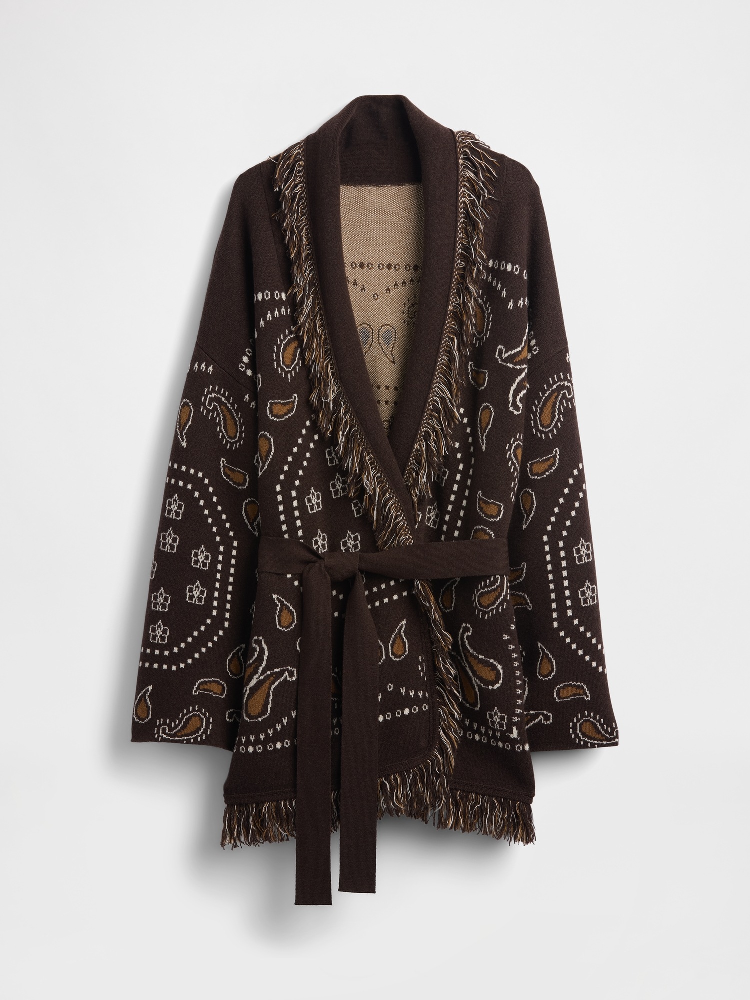 Fringe Wrap Cardigan Sweater