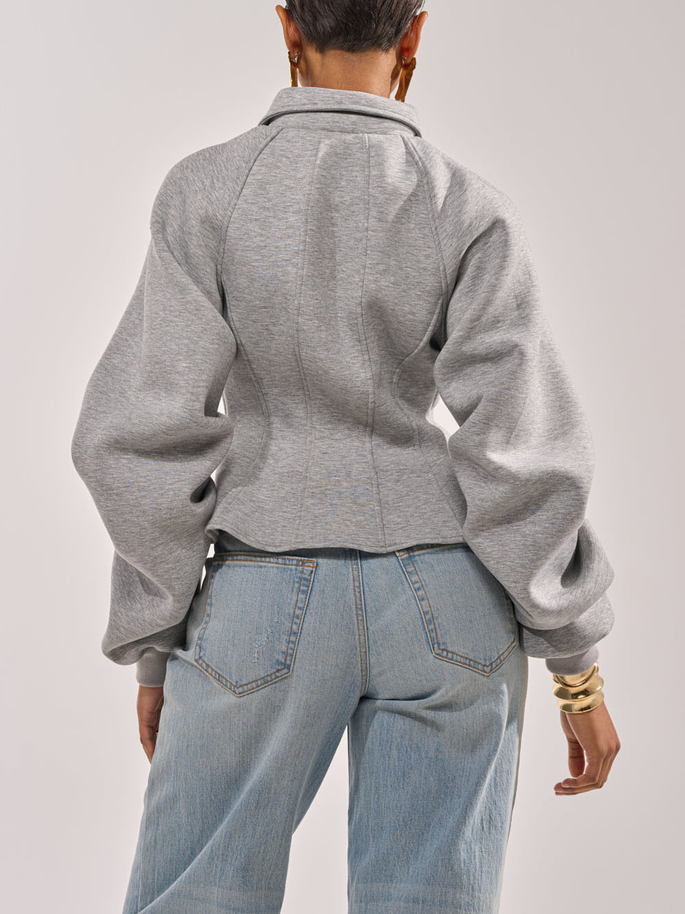 Sculptural Jacket & Fringe Wide-Leg Jogger Set